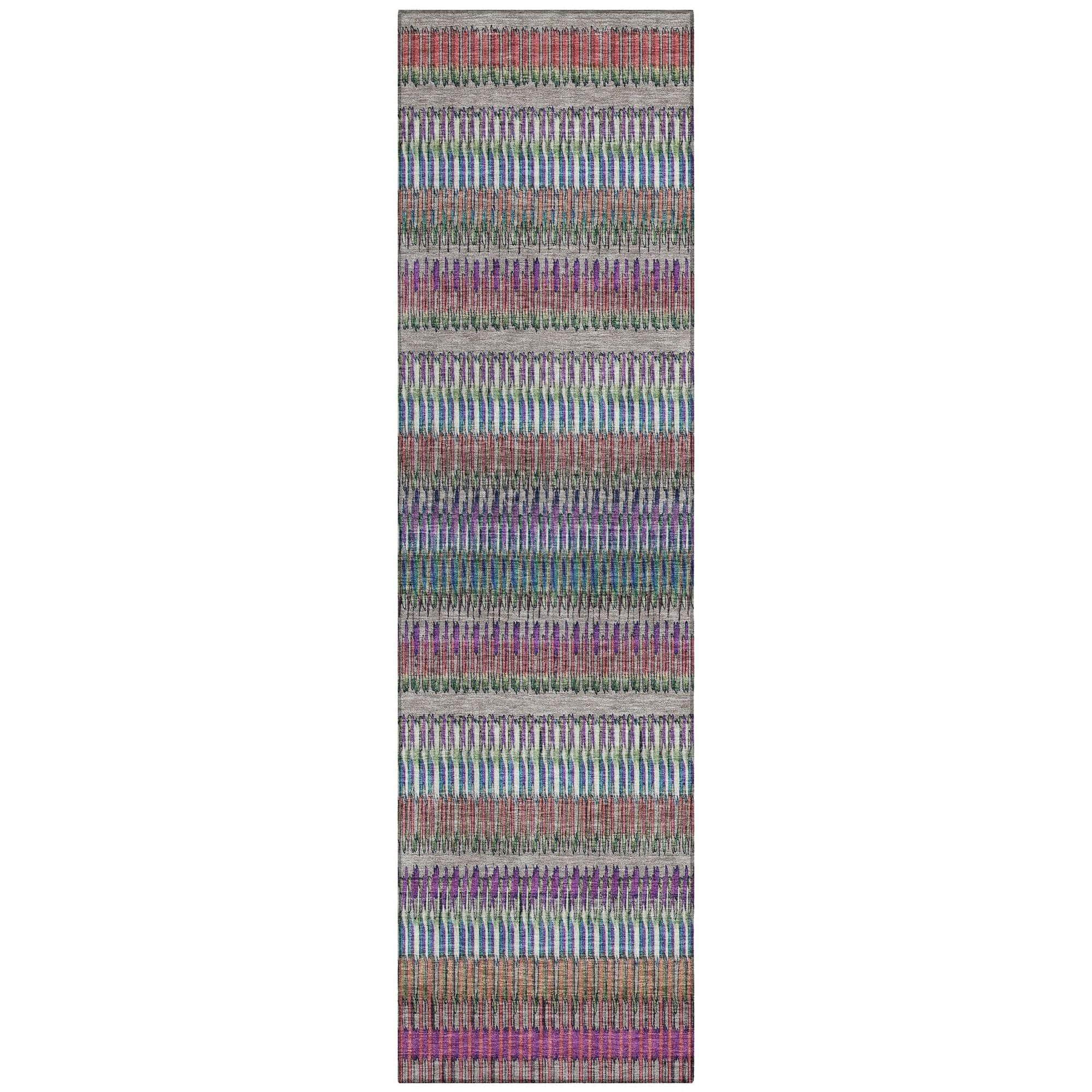 Machine Washable Taupe Brown Rug - Indoor / Outdoor - Kids / Pet Friendly Stripes Print Rug