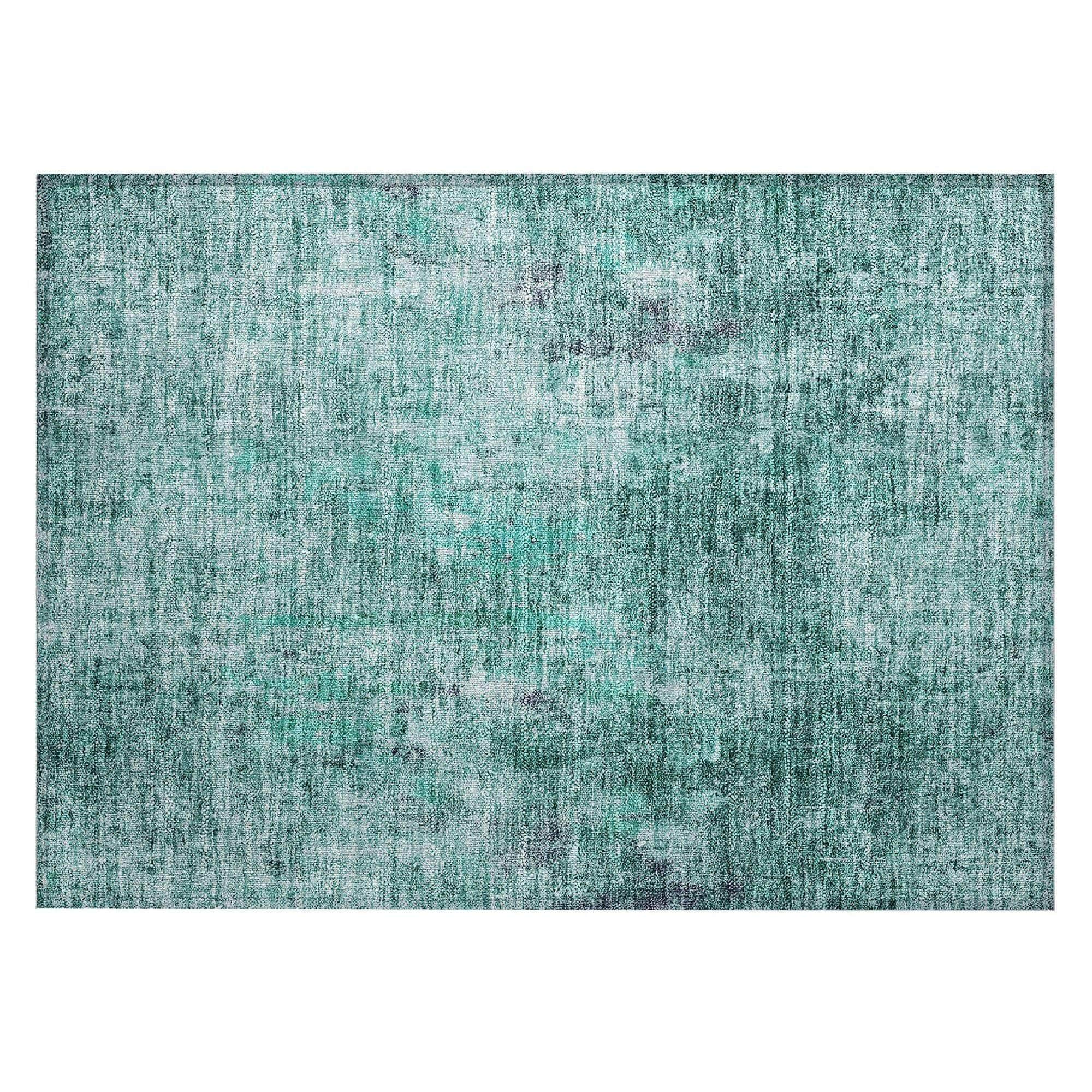 Machine Washable Teal Rug - Indoor / Outdoor - Kids / Pet Friendly Abstract Print Rug