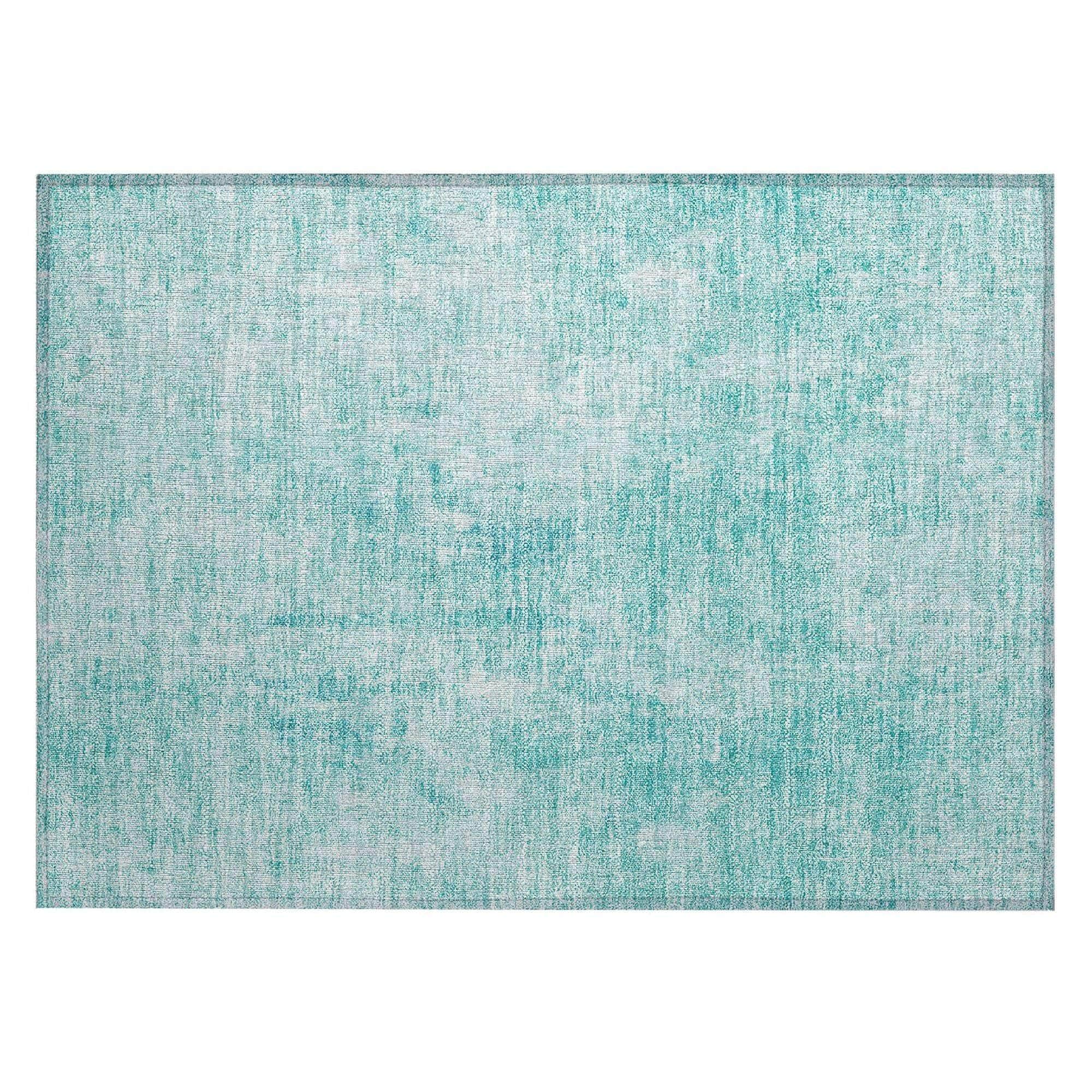 Machine Washable Teal Rug - Indoor / Outdoor - Kids / Pet Friendly Abstract Print Rug