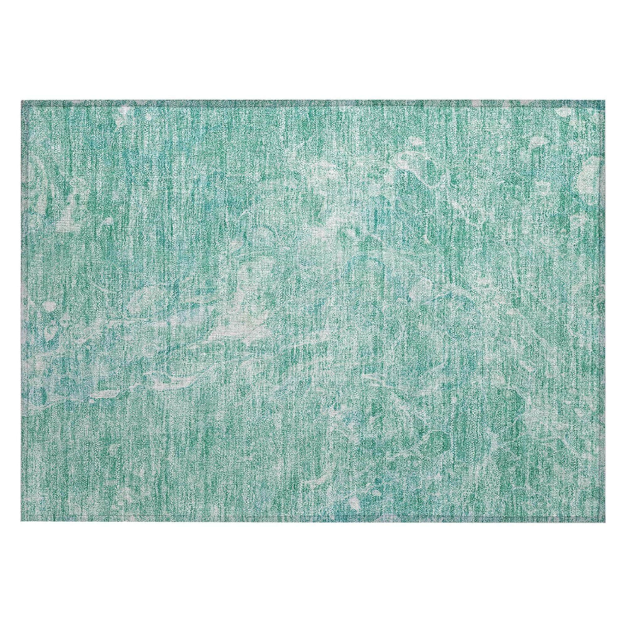 Machine Washable Teal Rug - Indoor / Outdoor - Kids / Pet Friendly Abstract Print Rug