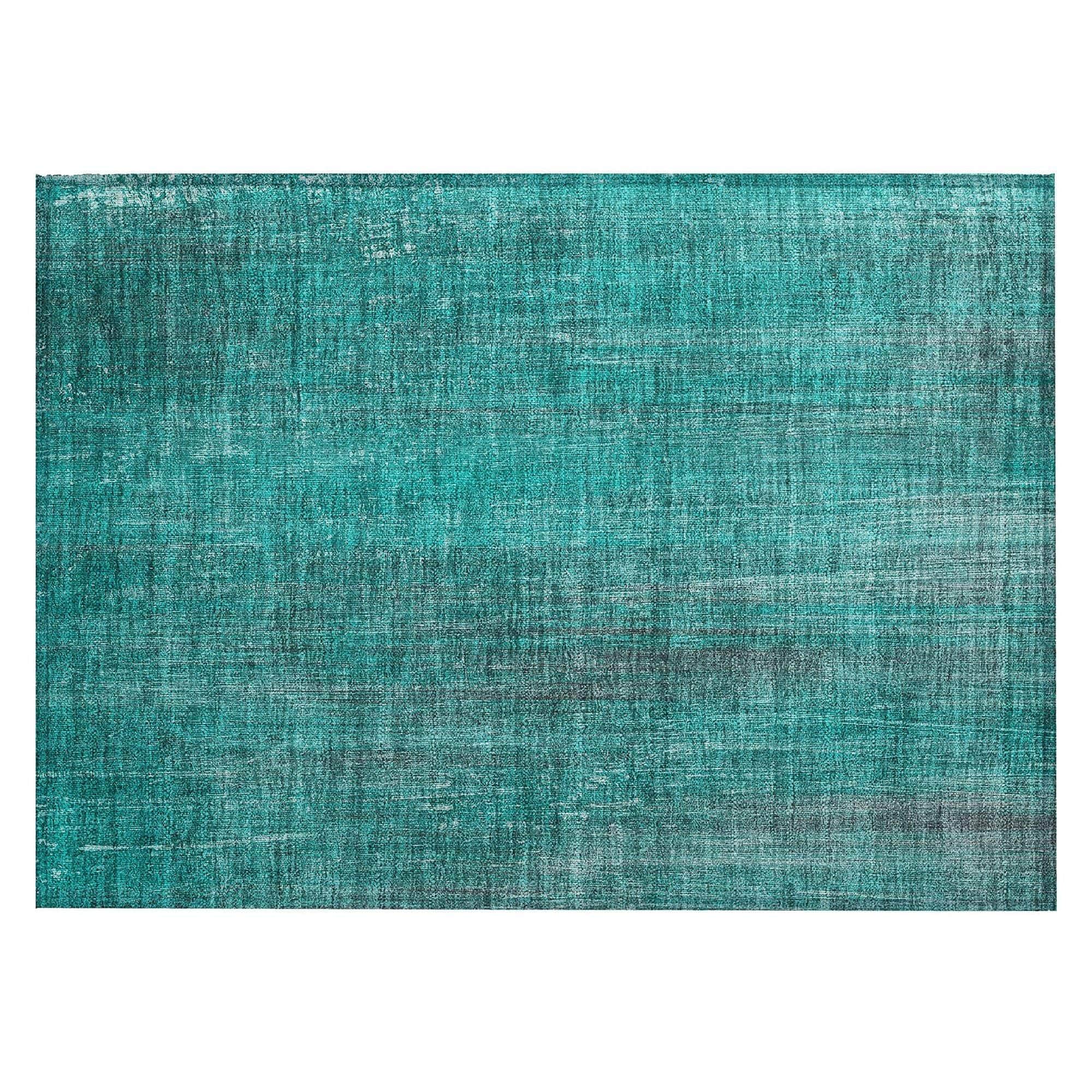 Machine Washable Teal Rug - Indoor / Outdoor - Kids / Pet Friendly Striped Print Rug
