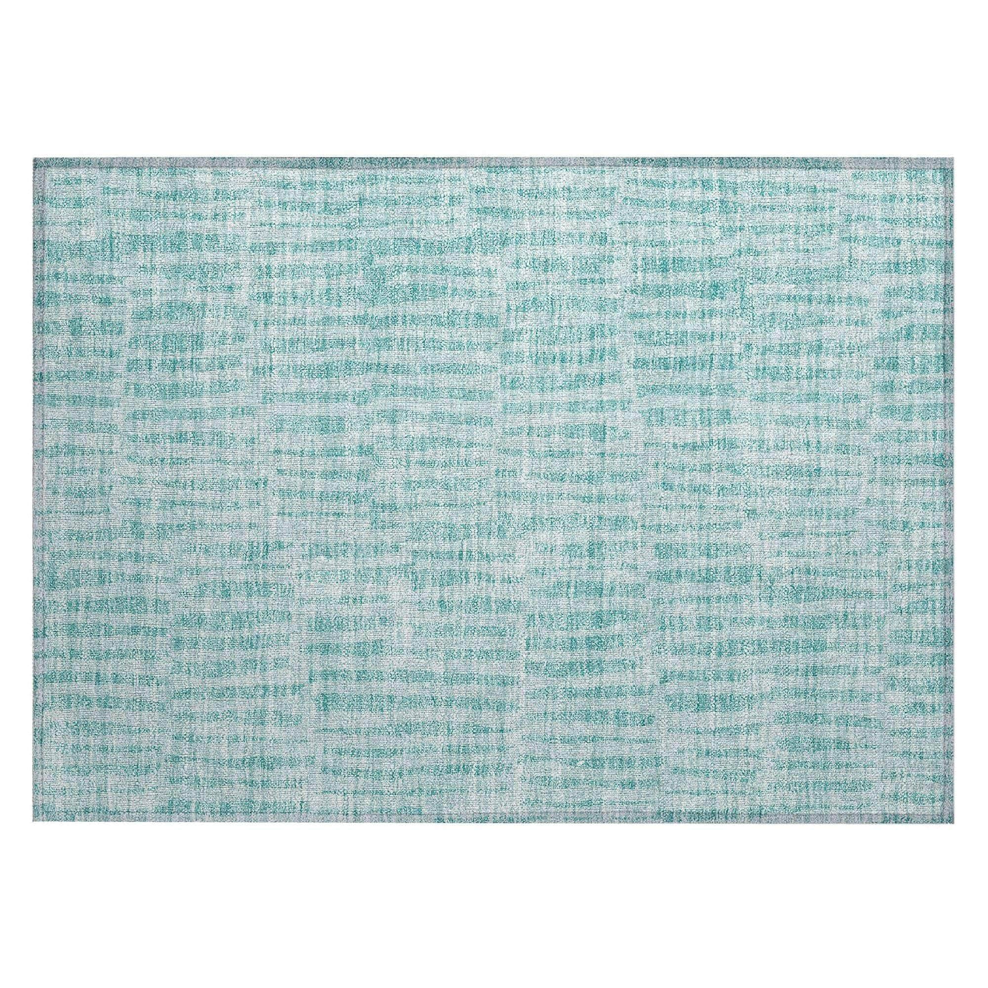 Machine Washable Teal Rug - Indoor / Outdoor - Kids / Pet Friendly Striped Print Rug