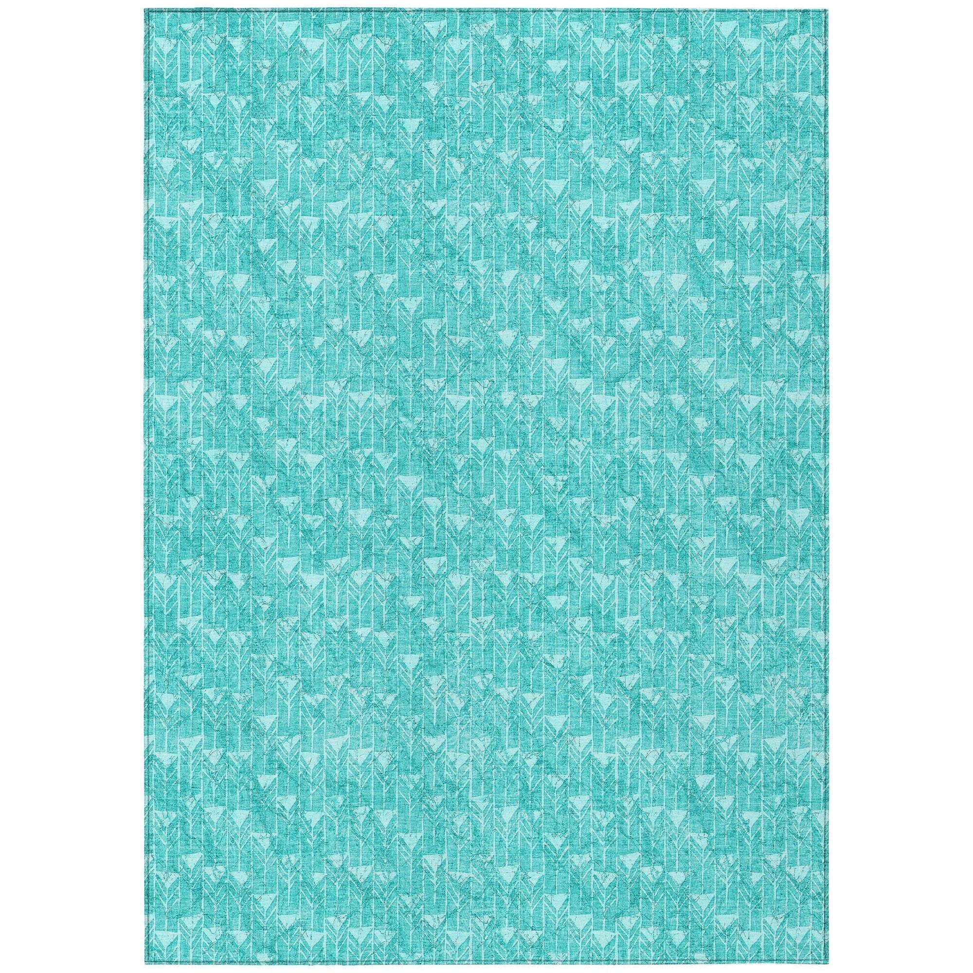 Machine Made ACN514 Teal Rugs