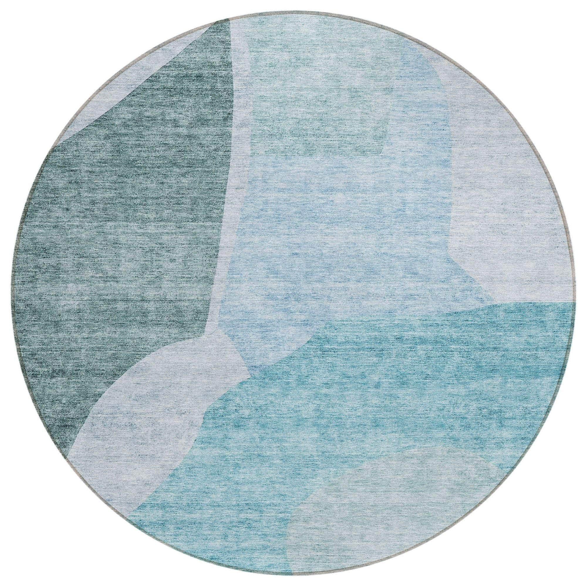 Machine Washable Teal Rug - Indoor / Outdoor - Kids / Pet Friendly Abstract Print Rug