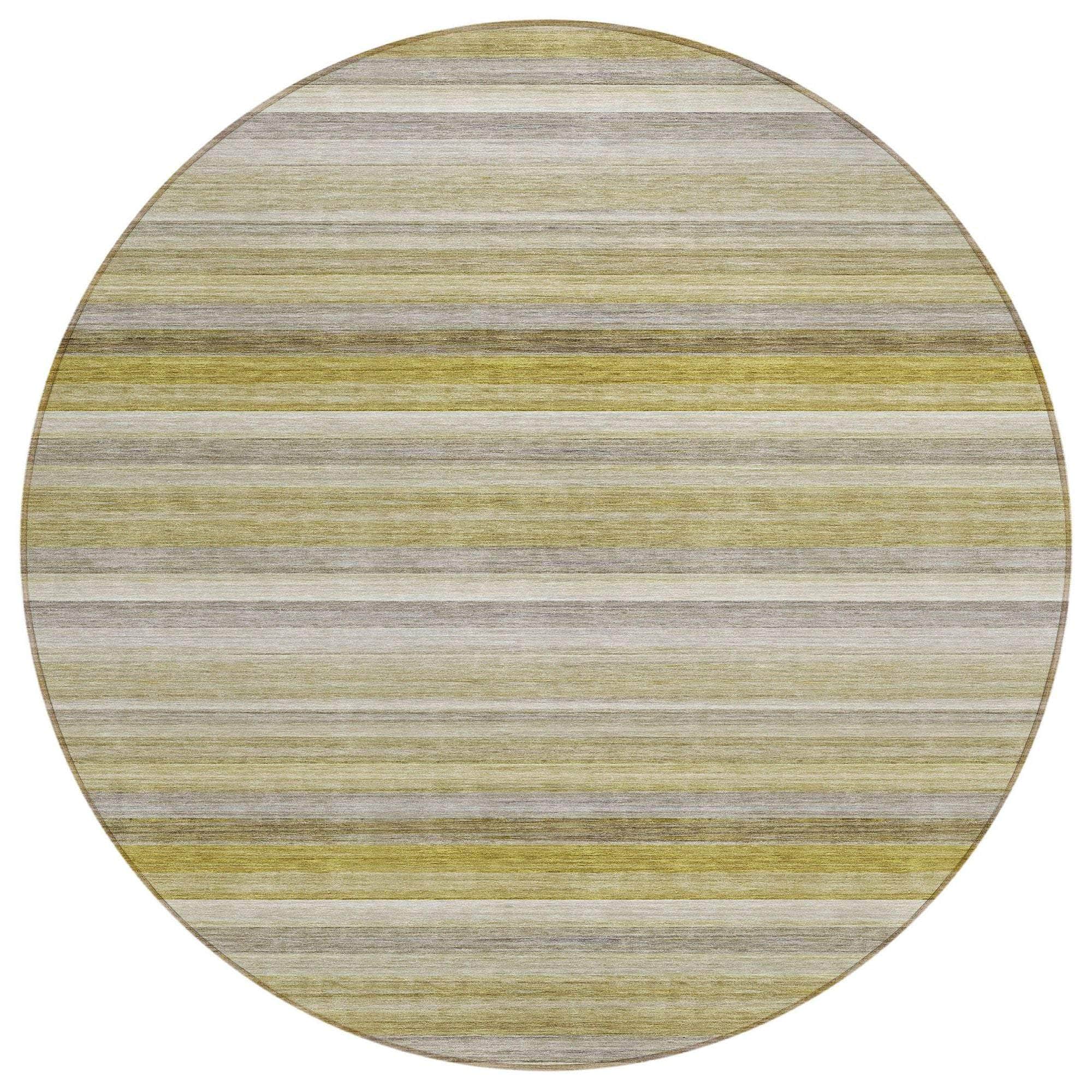 Machine Washable Wheat Gold Rug - Indoor / Outdoor - Kids / Pet Friendly Stripes Print Rug