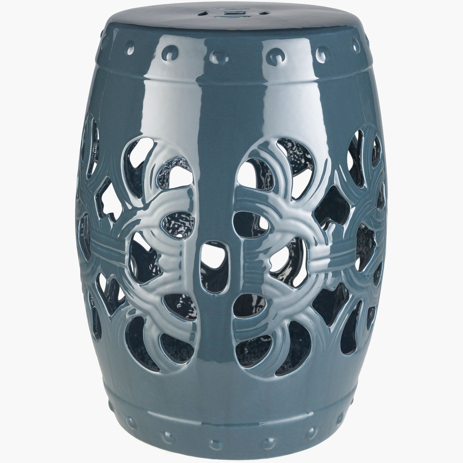 Brinnon Garden Stool in Teal & Blue