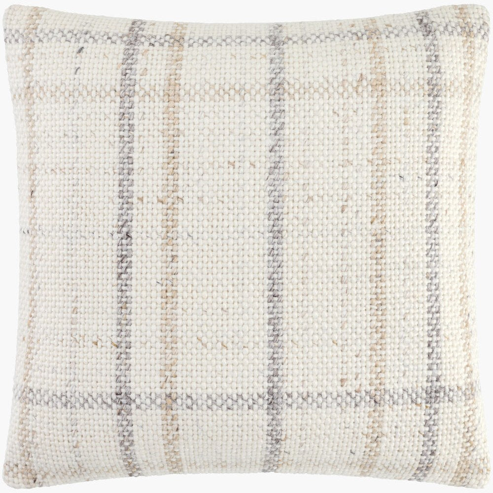 Amaya Woven Stripe Throw Pillow – Ivory & Grey - Square #_shape=Square