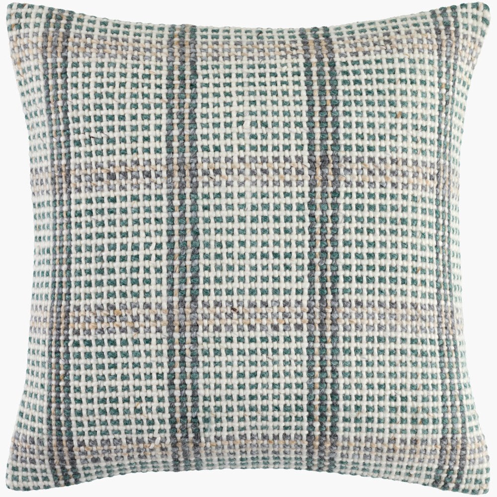 Amaya Woven Stripe Throw Pillow – Teal Green - Square #_shape=Square