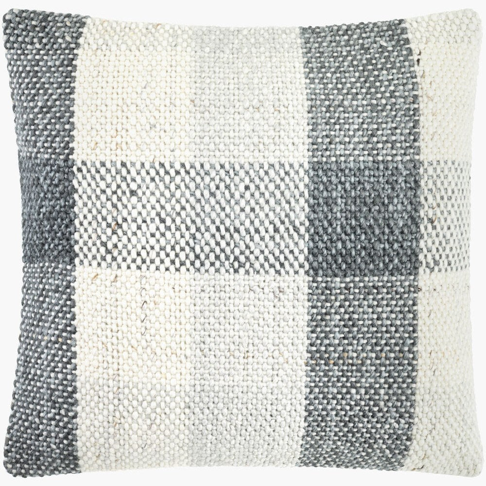 Amaya Woven Stripe Throw Pillow – Charcoal & Cream - Square #_shape=Square