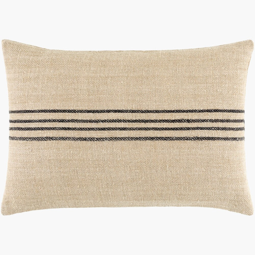Brett Grain Sack Stripe Throw Pillow – Light Brown & Black - Lumbar #_shape=Lumbar