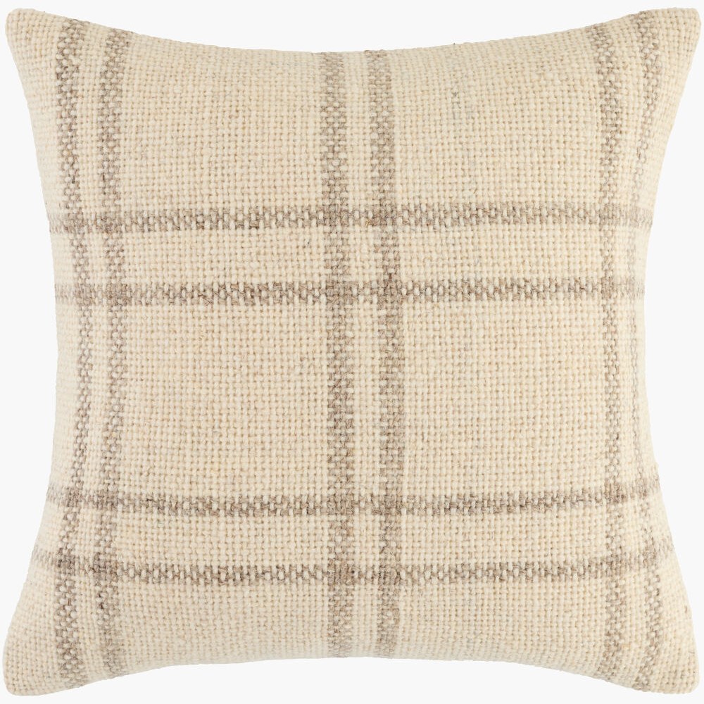 Ladera Woven Plaid Throw Pillow – Cream & Taupe - Square #_shape=Square