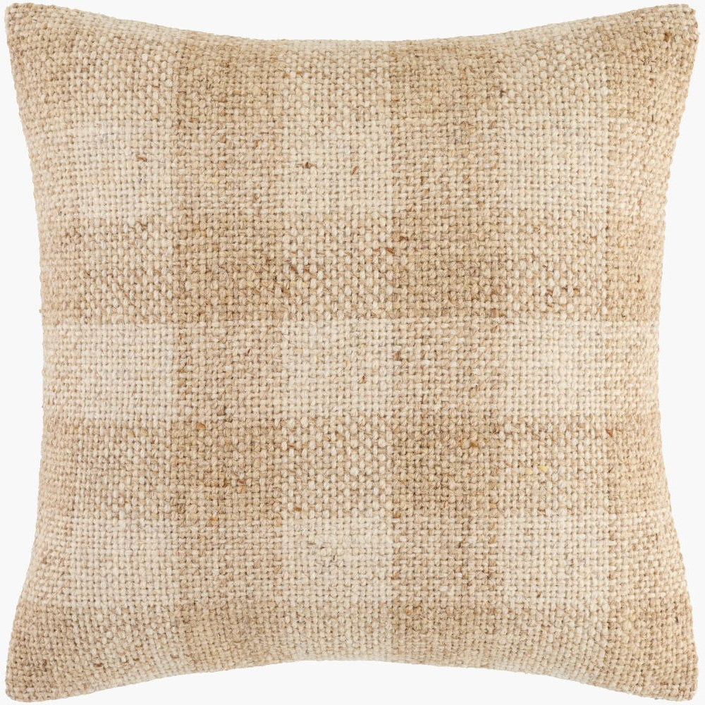 Ladera Woven Plaid Throw Pillow – Camel - Square #_shape=Square