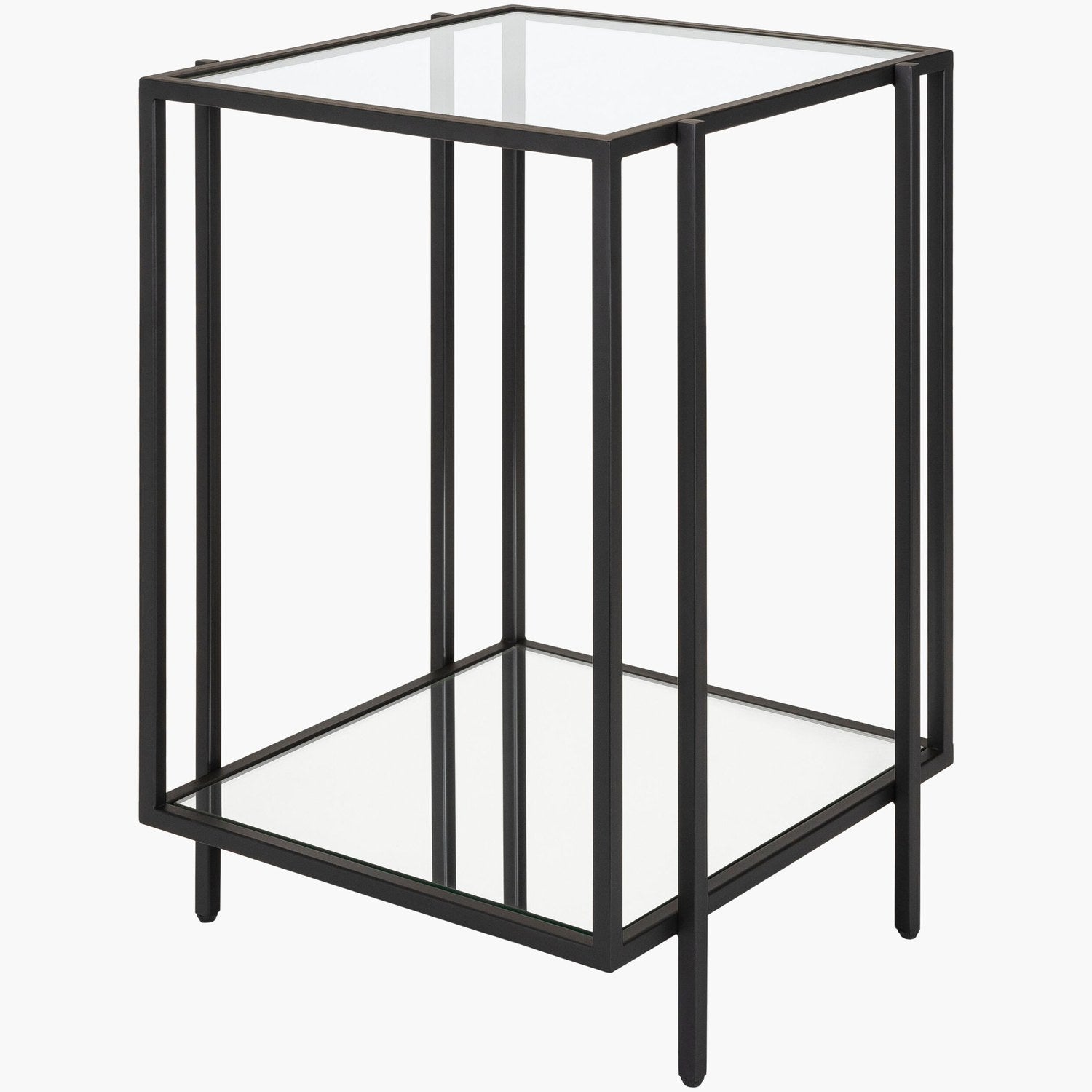 Alecsa End Table in Clear & Metallic - Silver