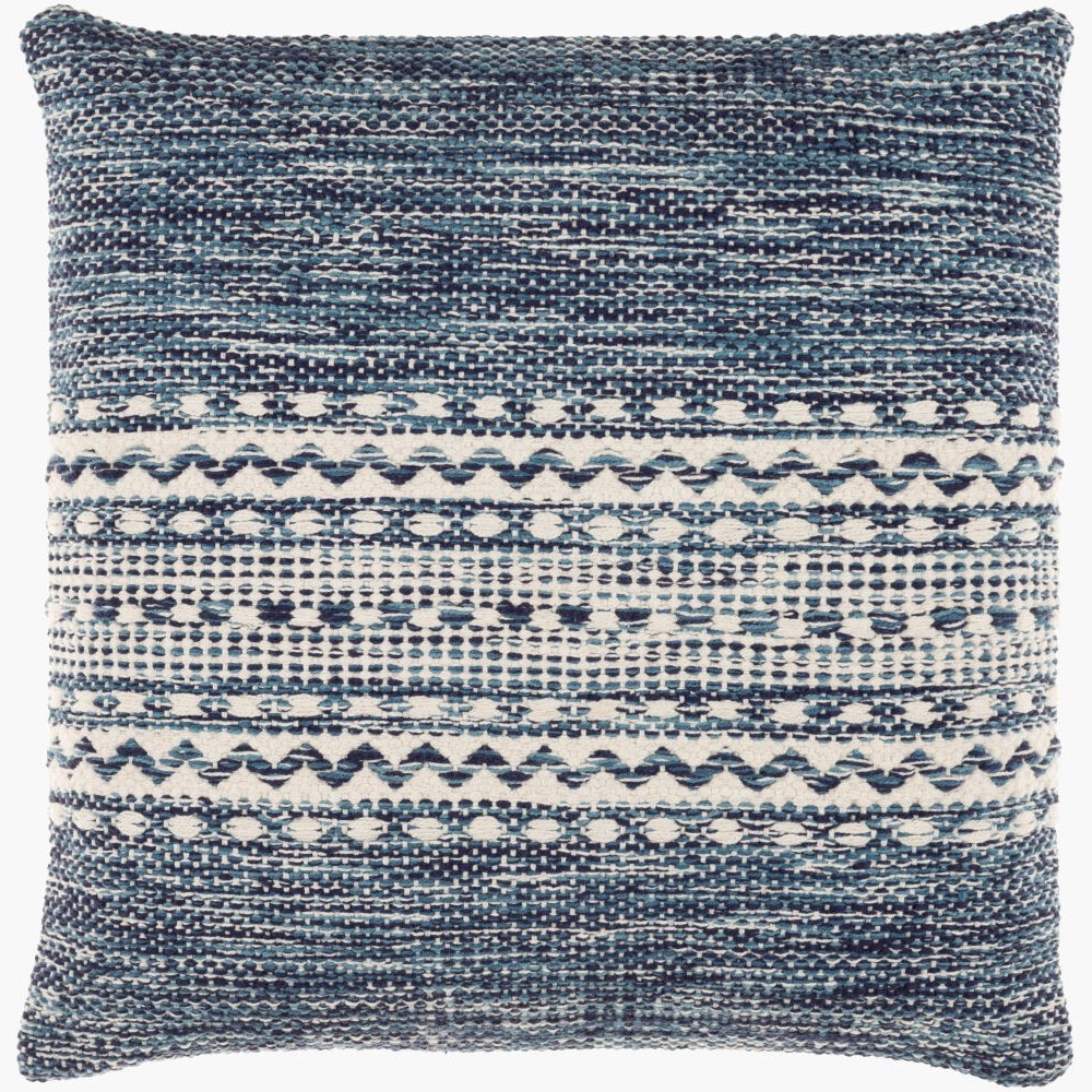Ethan Handwoven Stripe Throw Pillow – Navy - Square #_shape=Square