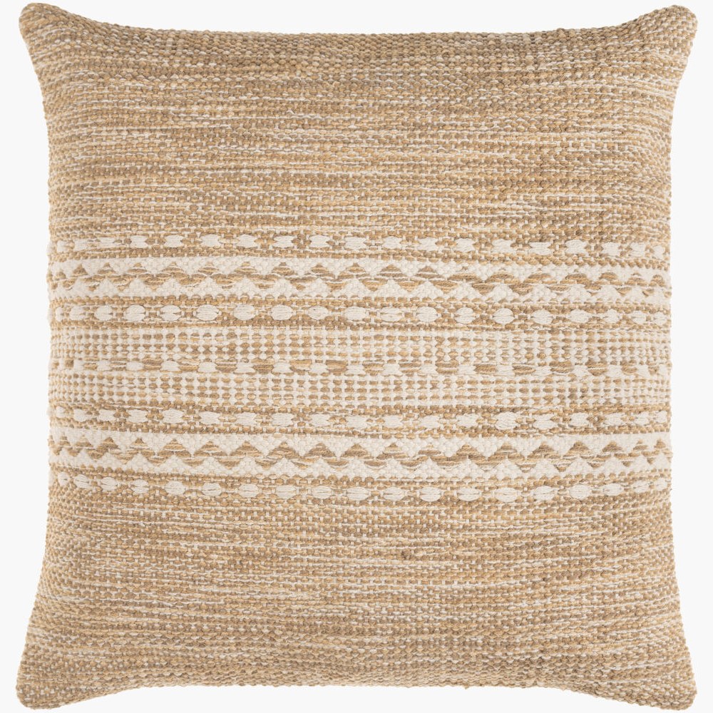 Ethan Handwoven Stripe Throw Pillow – Tan - Square #_shape=Square