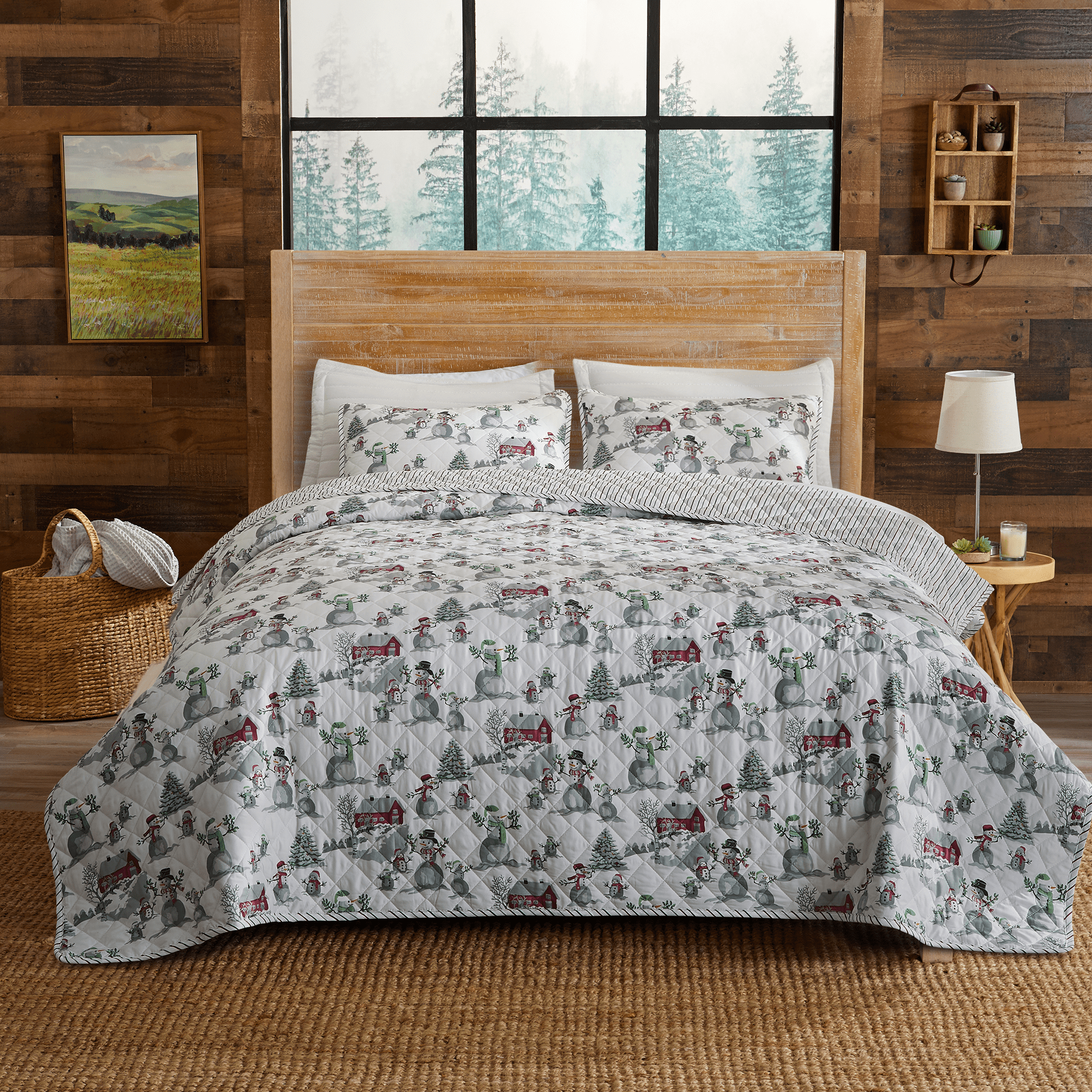3 Piece Holiday Printed Quilt - Alfie Collection