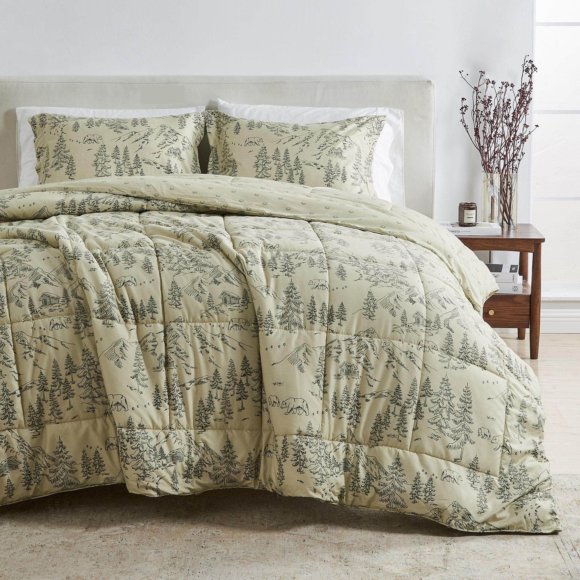Reversible Christmas Comforter and Sham Set - Holiday / Lodge Odette Collection