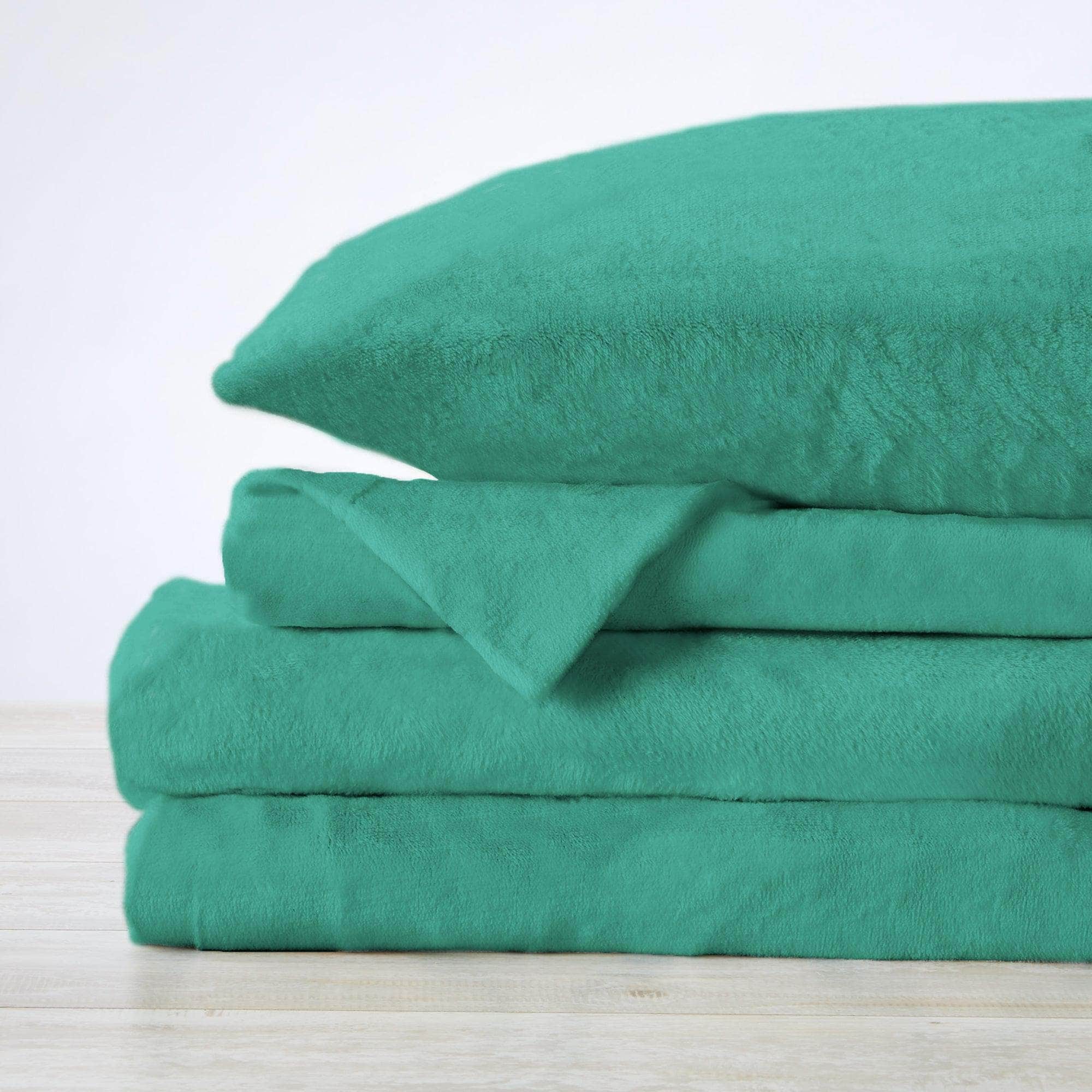 4-Piece Solid Plush Sheet - Velvet Luxe Collection