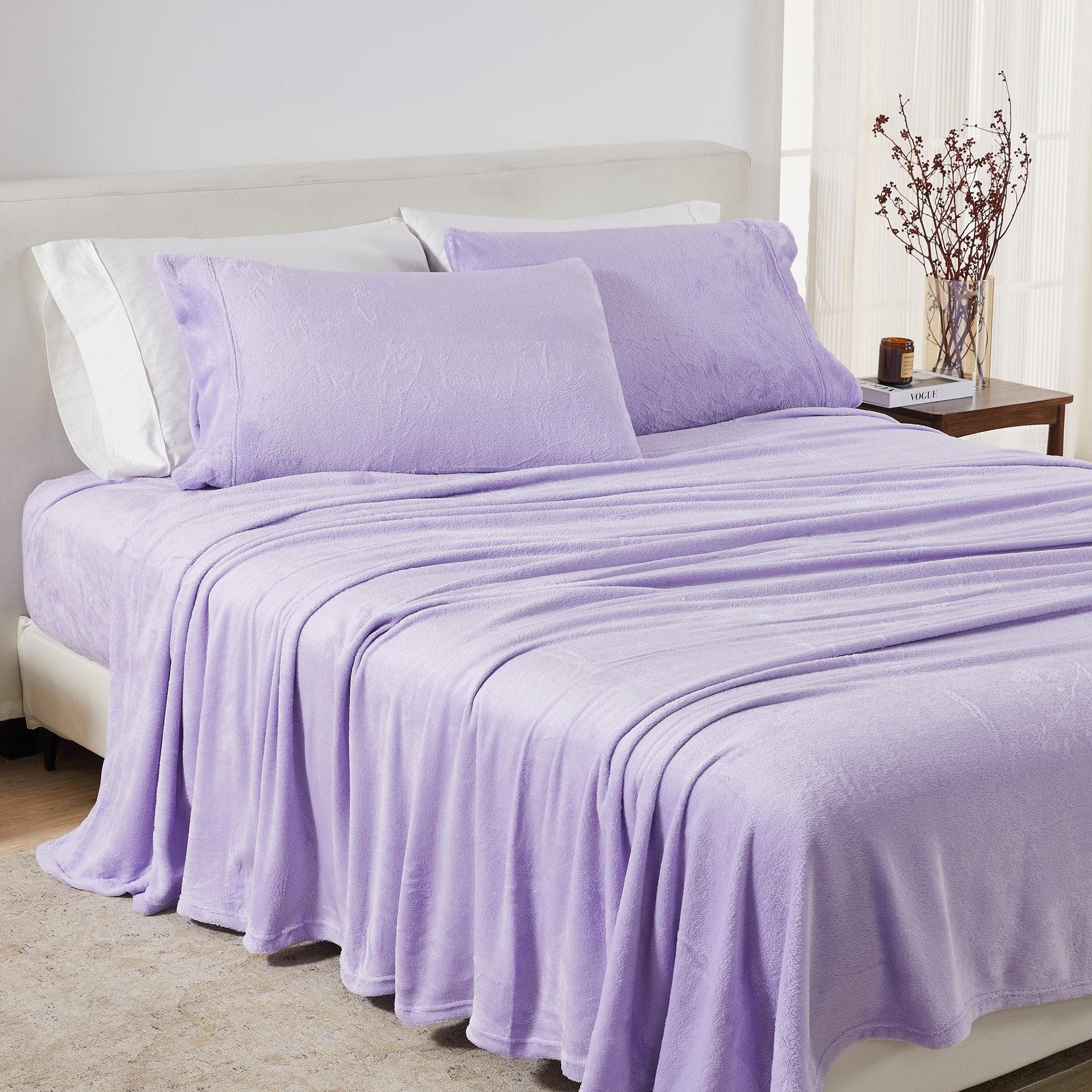 4-Piece Solid Plush Sheet - Velvet Luxe Collection