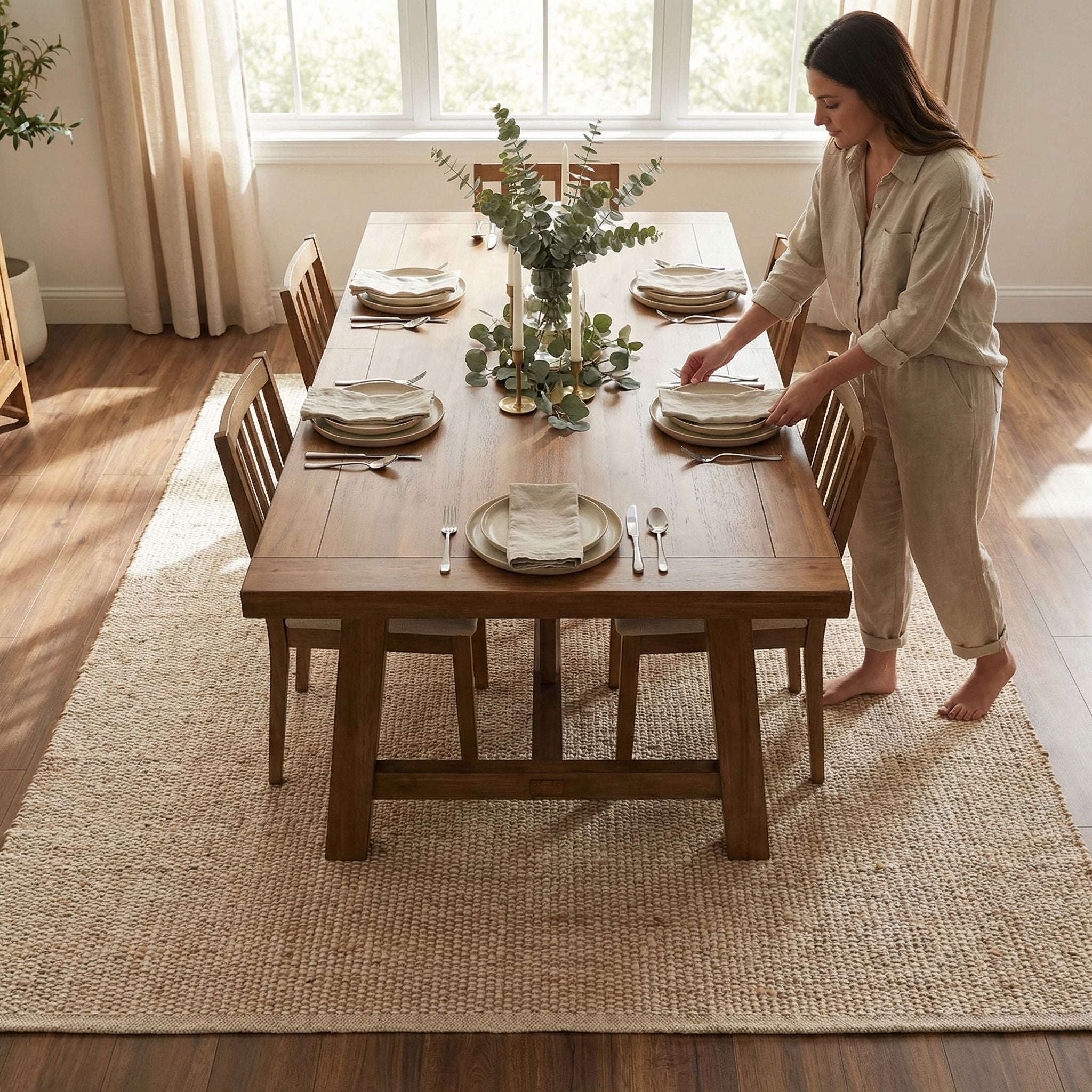 Natural Jute & Cotton Woven Rug – Reversible Farmhouse Area Rug for Kitchen & Dining | Terra Collection