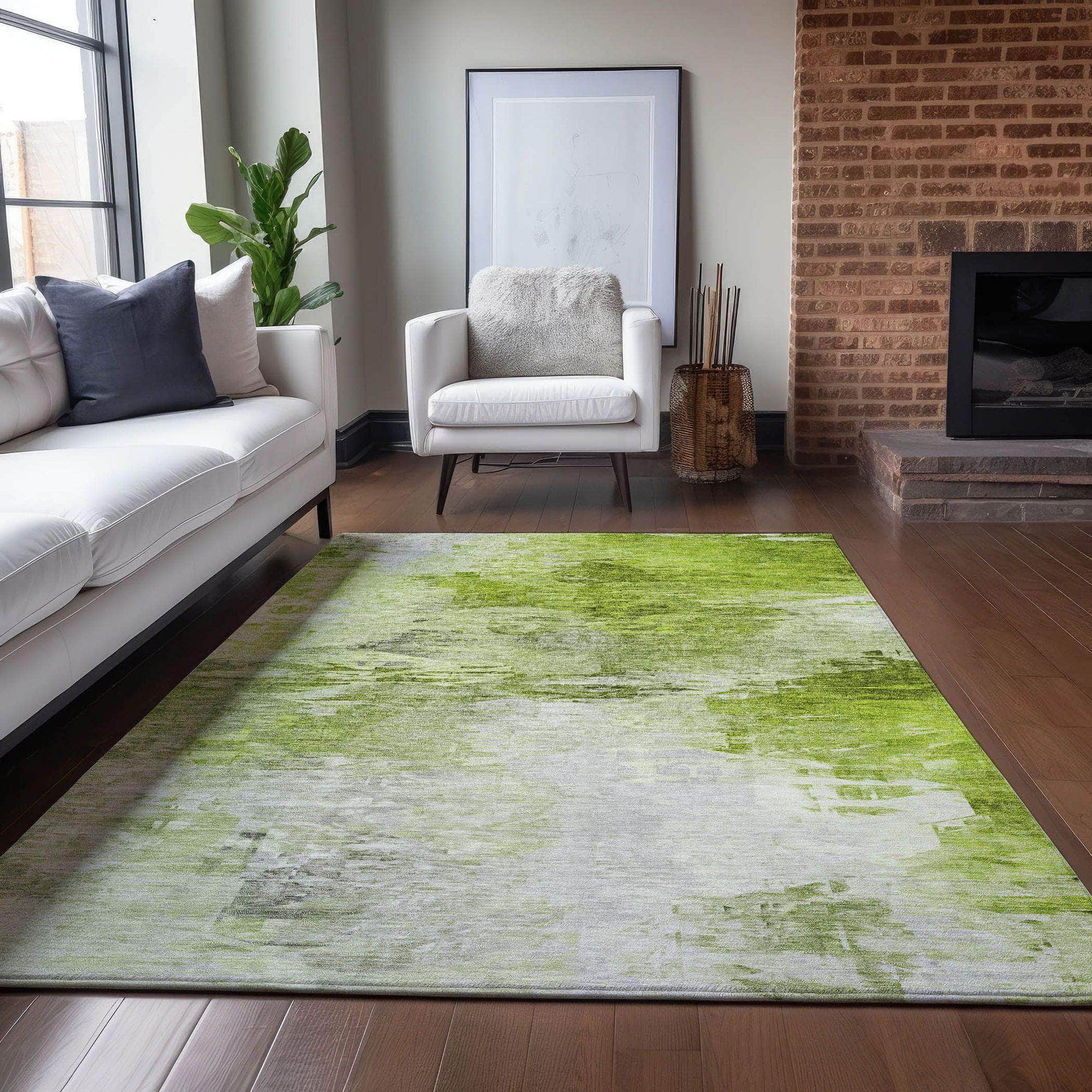 Machine Made ACN595 Aloe Green Rugs