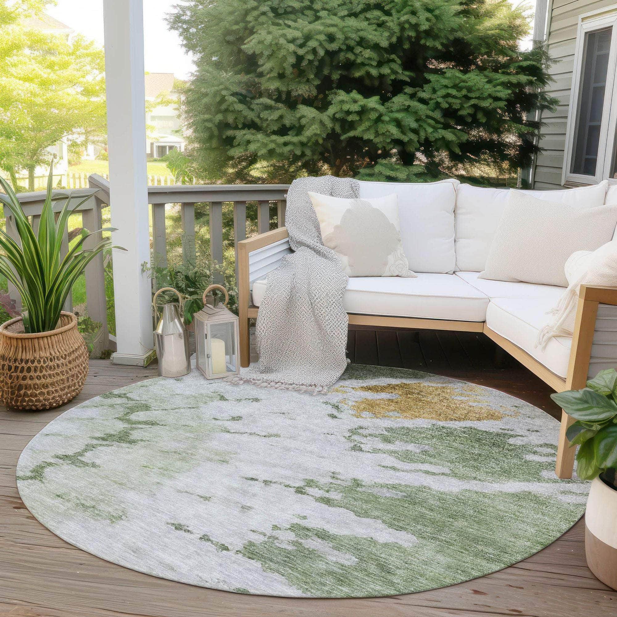 Machine Made ACN614 Aloe Green Rugs