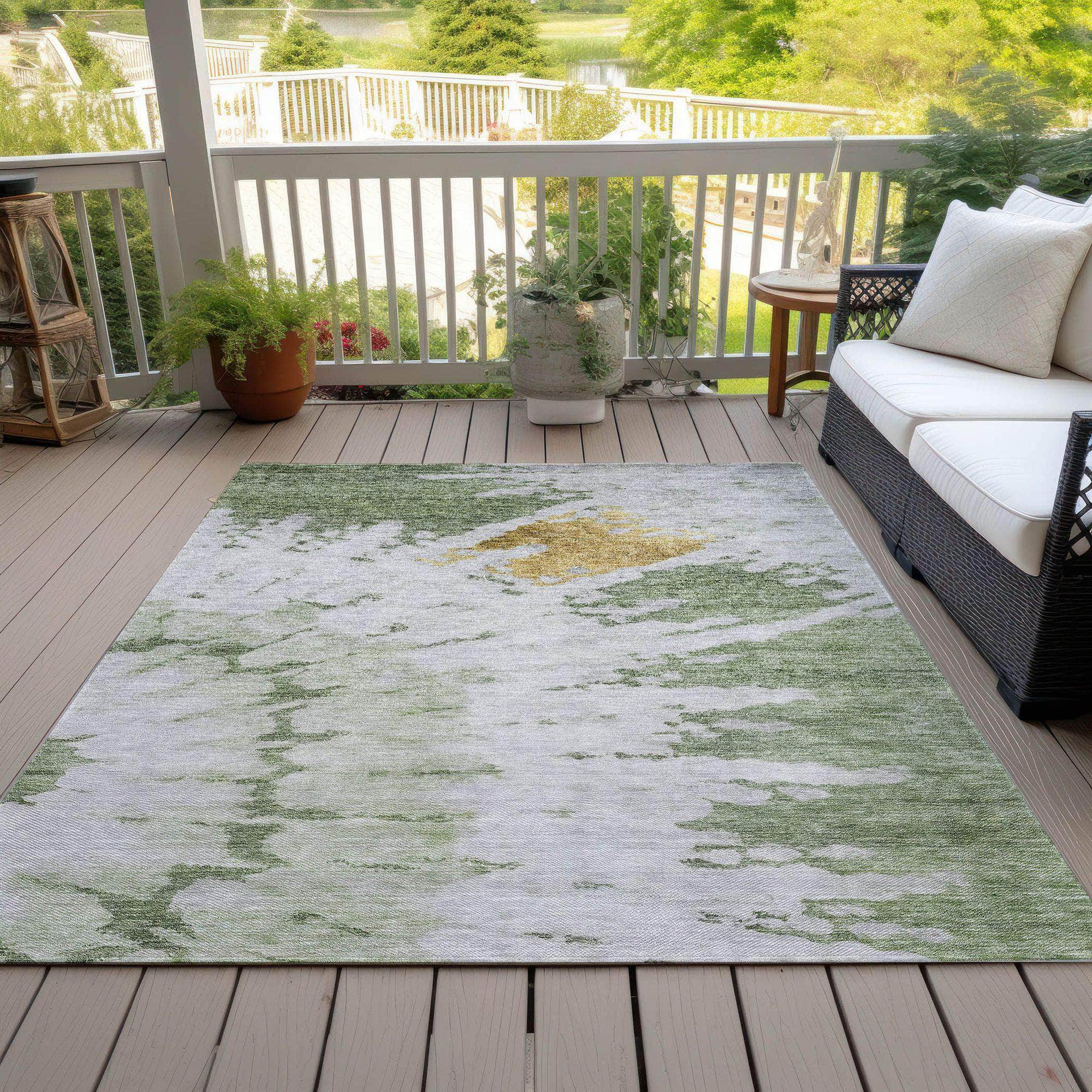 Machine Made ACN614 Aloe Green Rugs