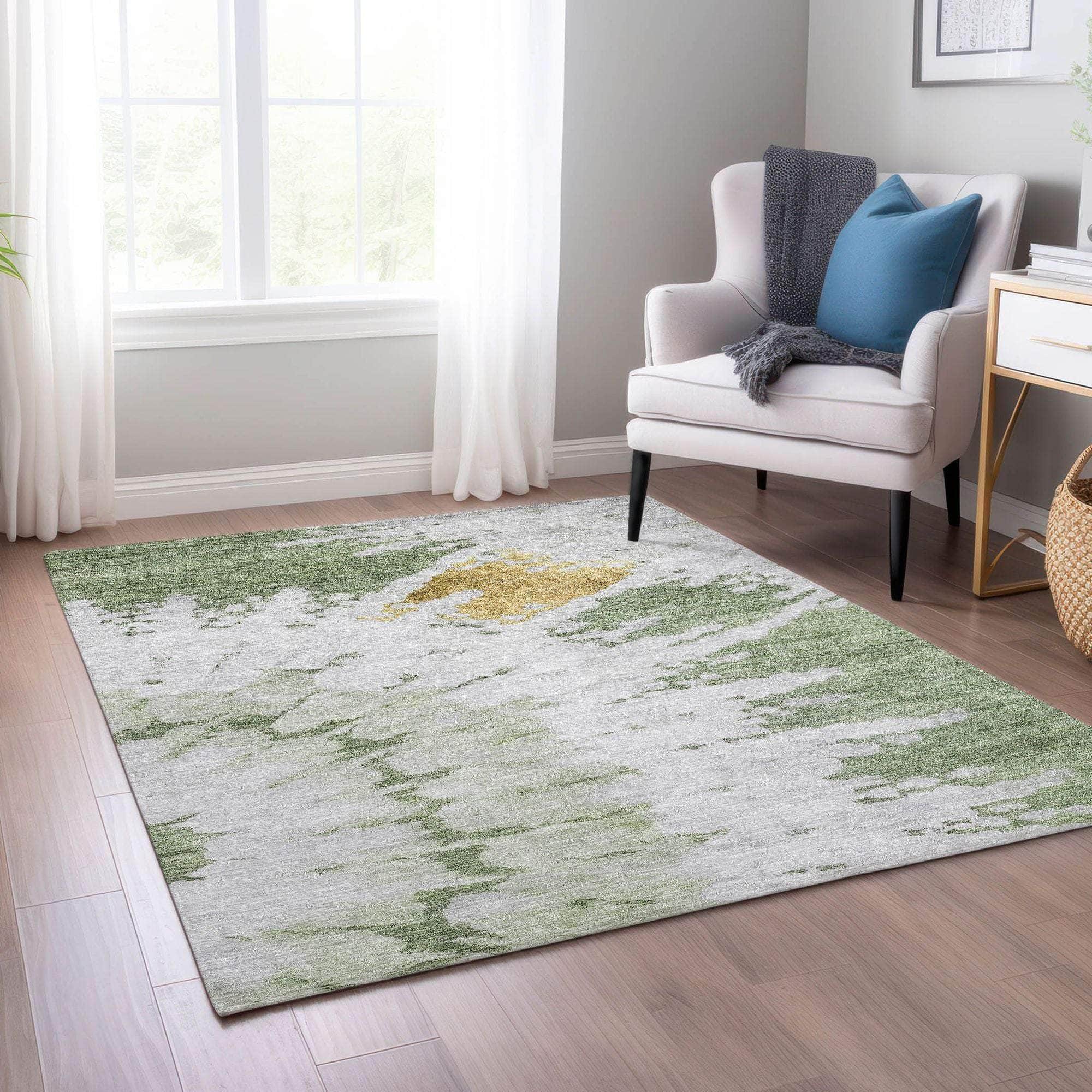 Machine Made ACN614 Aloe Green Rugs