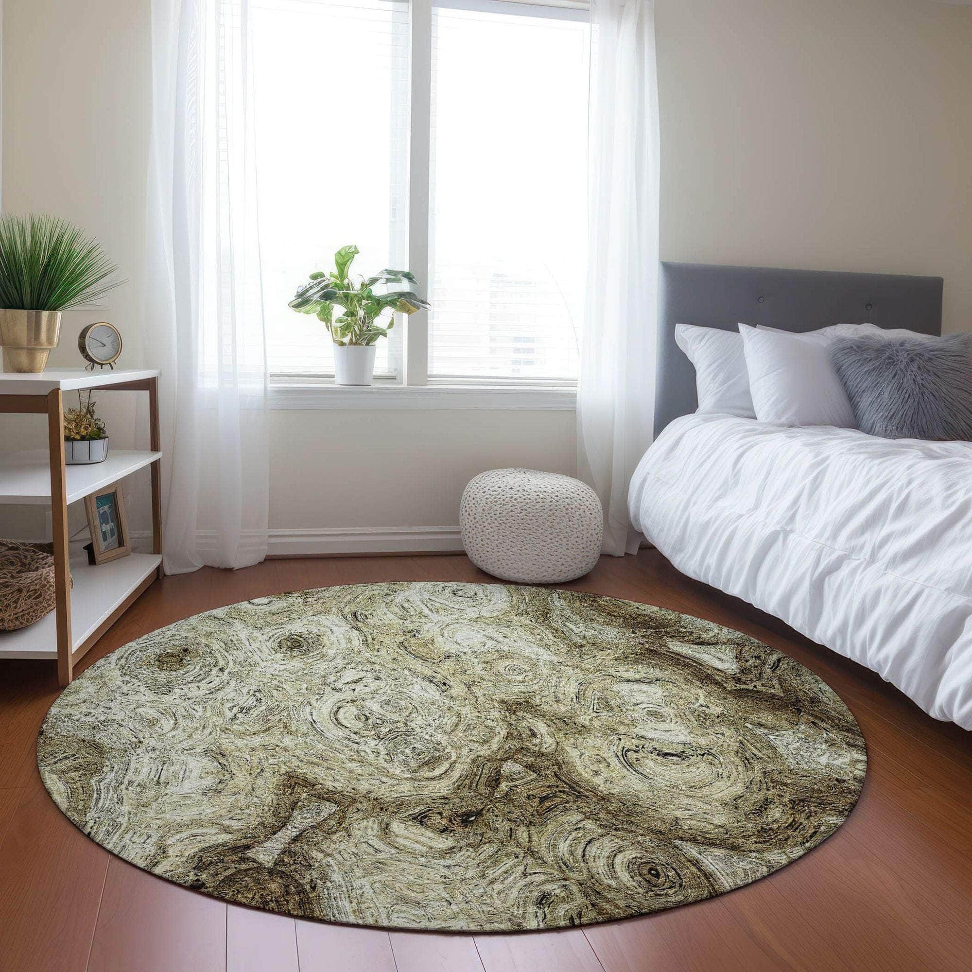 Machine Made ACN579 Beige Brown Rugs