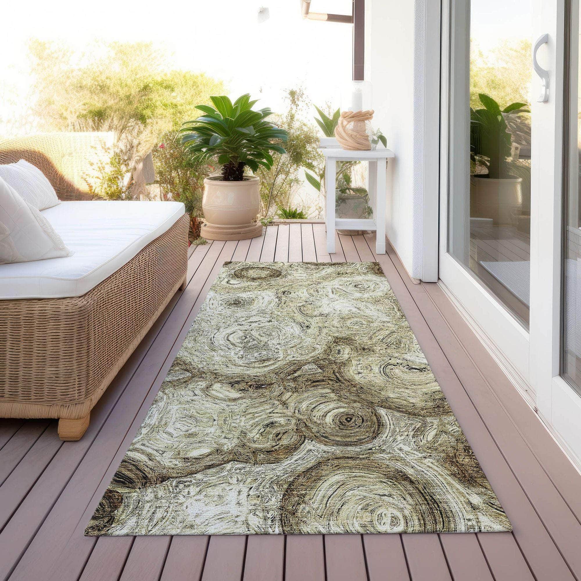 Machine Made ACN579 Beige Brown Rugs