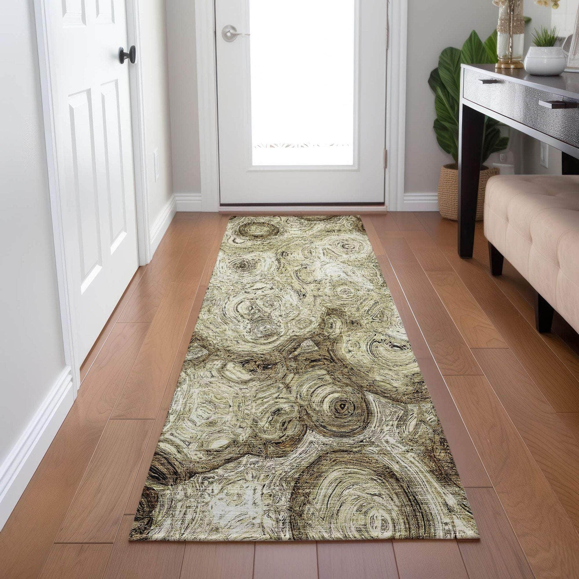 Machine Made ACN579 Beige Brown Rugs