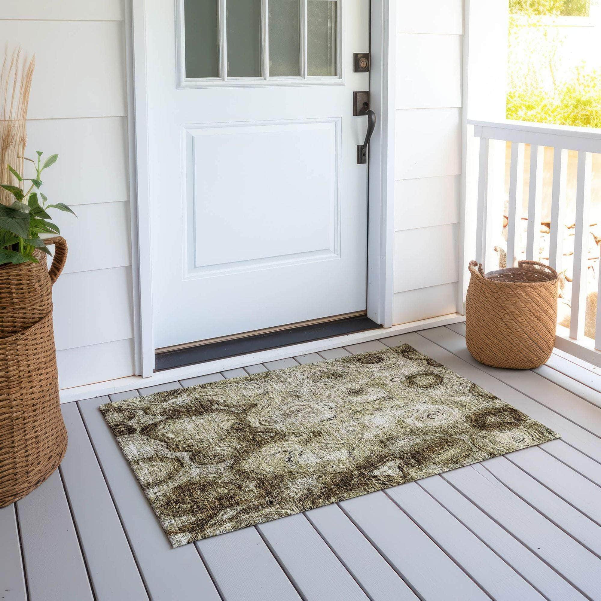 Machine Made ACN579 Beige Brown Rugs