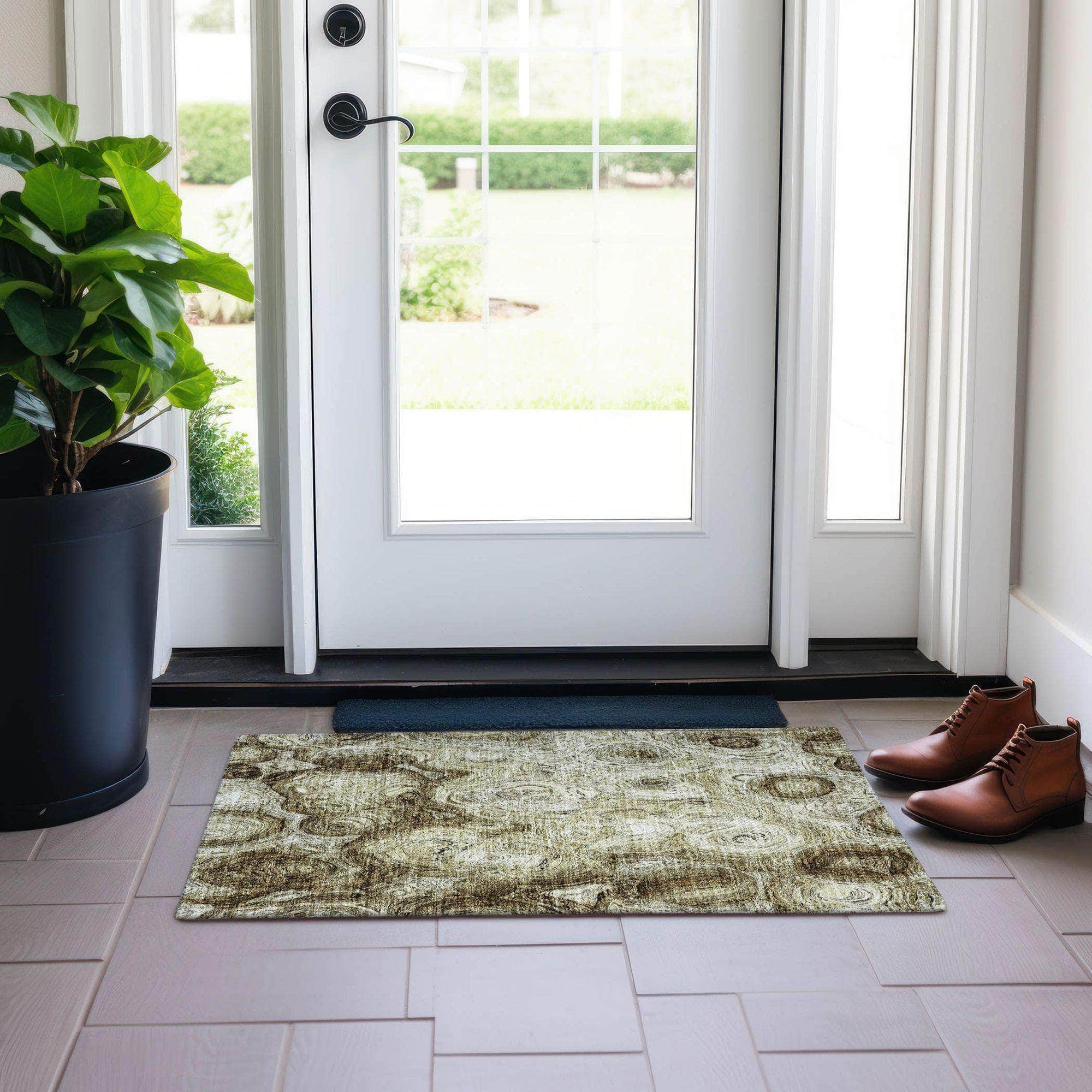 Machine Made ACN579 Beige Brown Rugs
