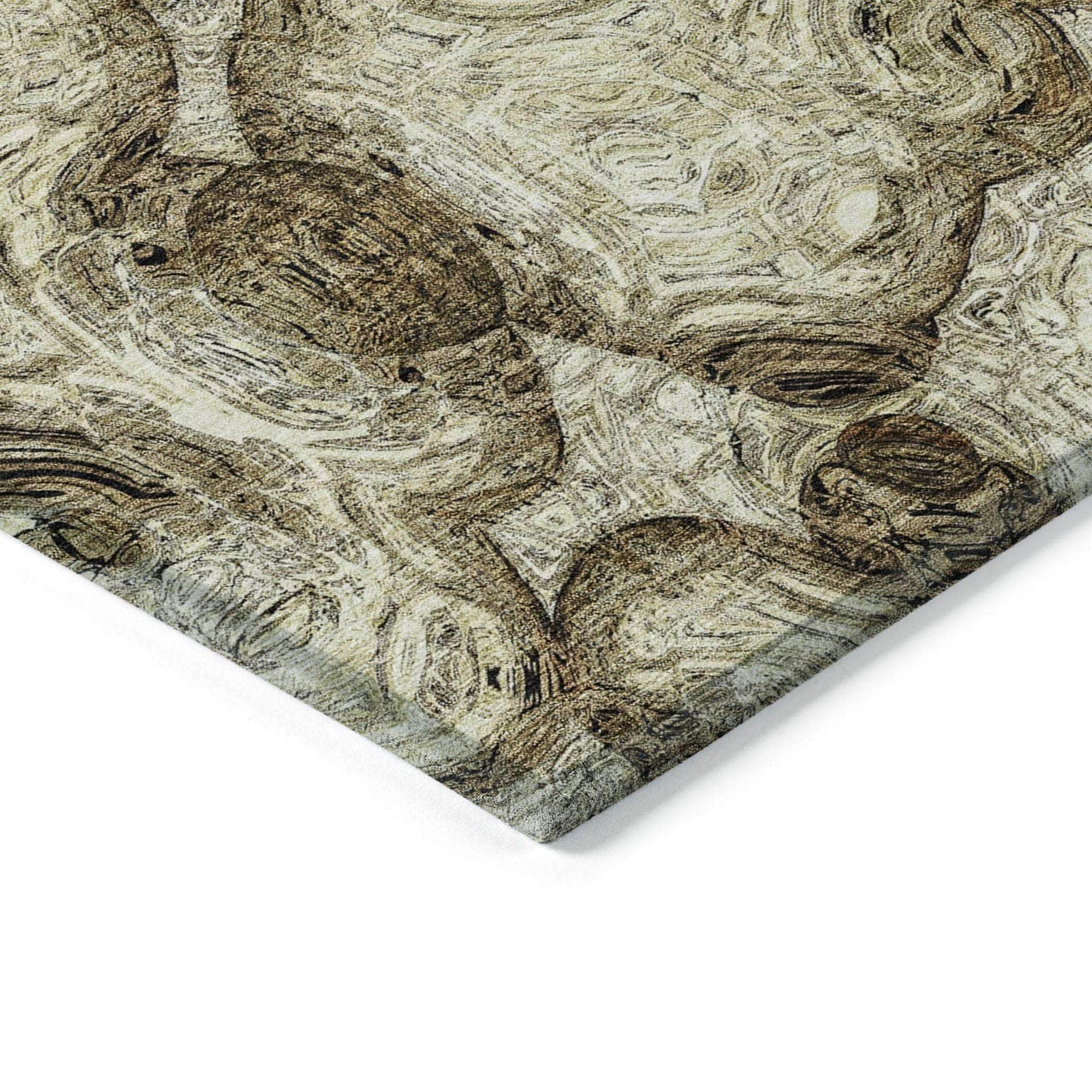 Machine Made ACN579 Beige Brown Rugs