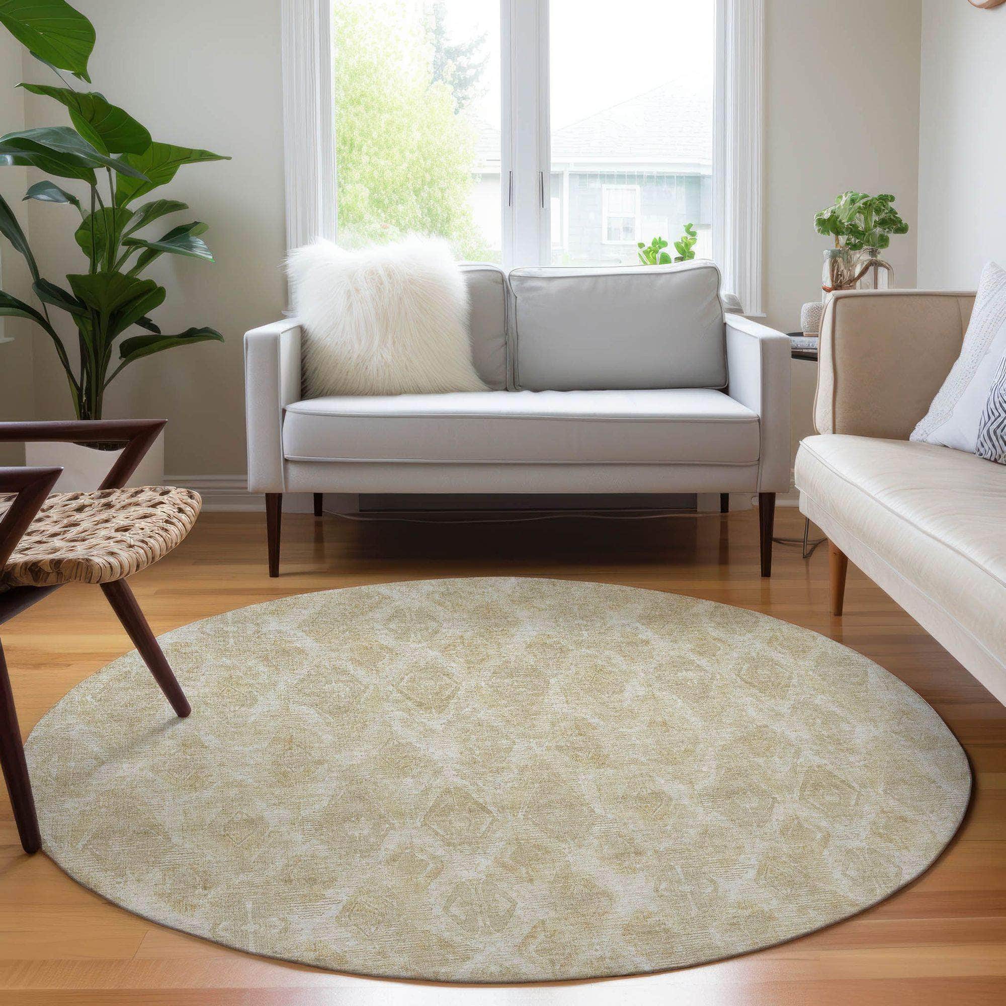 Machine Made ACN622 Beige Brown Rugs