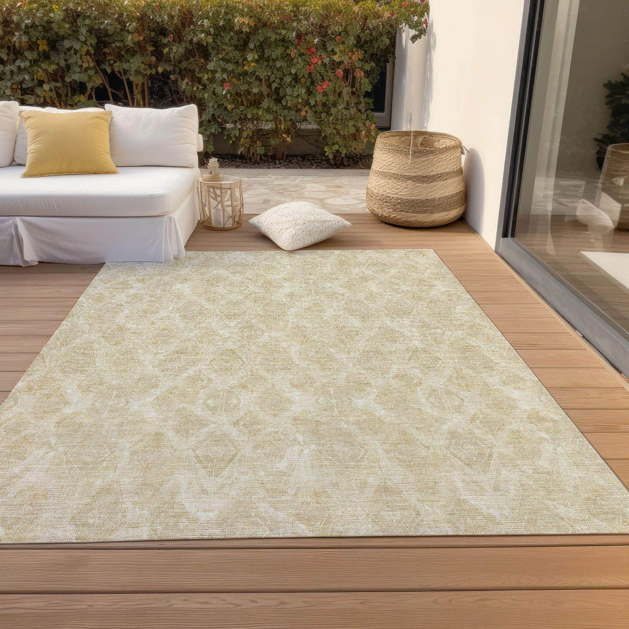 Machine Made ACN622 Beige Brown Rugs