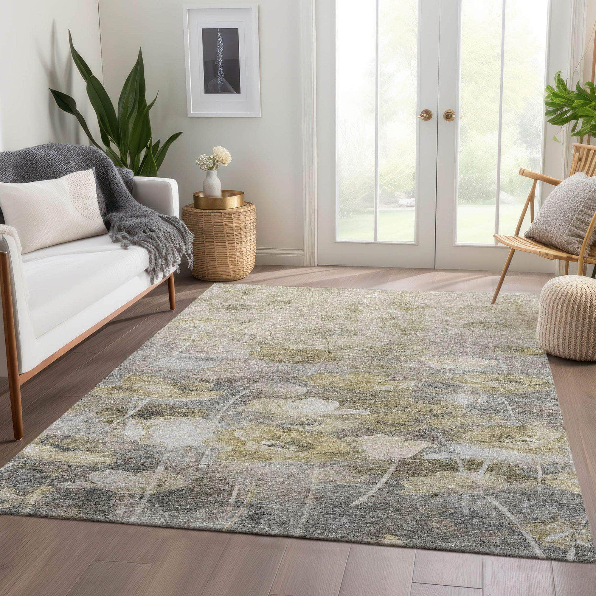 Machine Made ACN613 Beige Brown Rugs