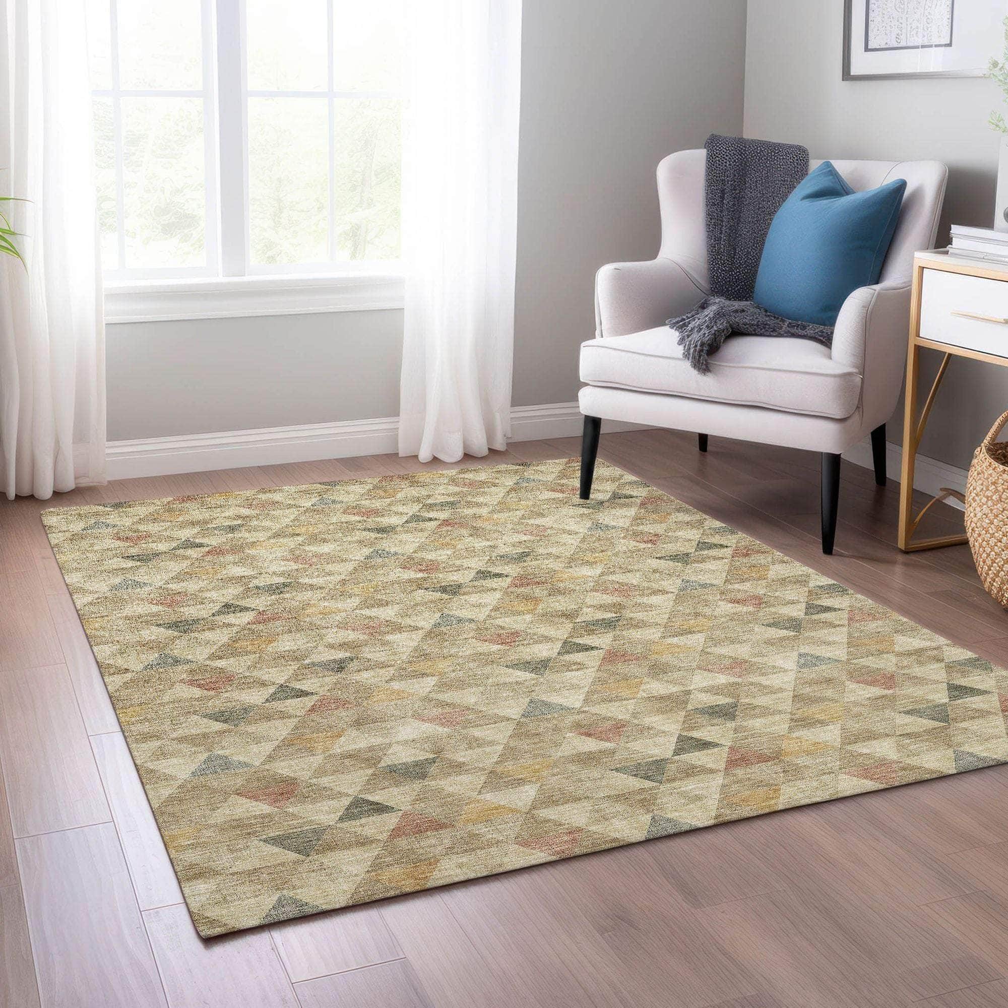 Machine Made ACN612 Beige Brown Rugs