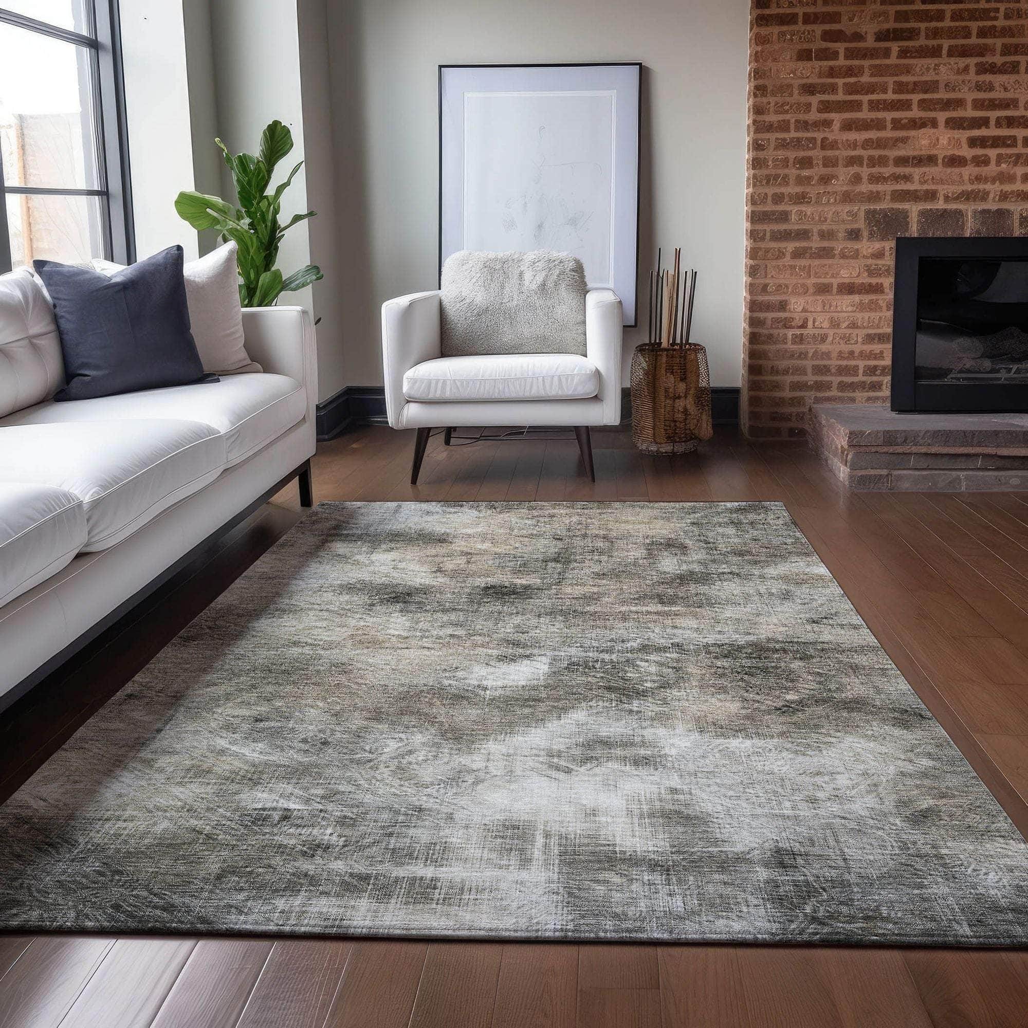 Machine Made ACN596 Beige Brown Rugs
