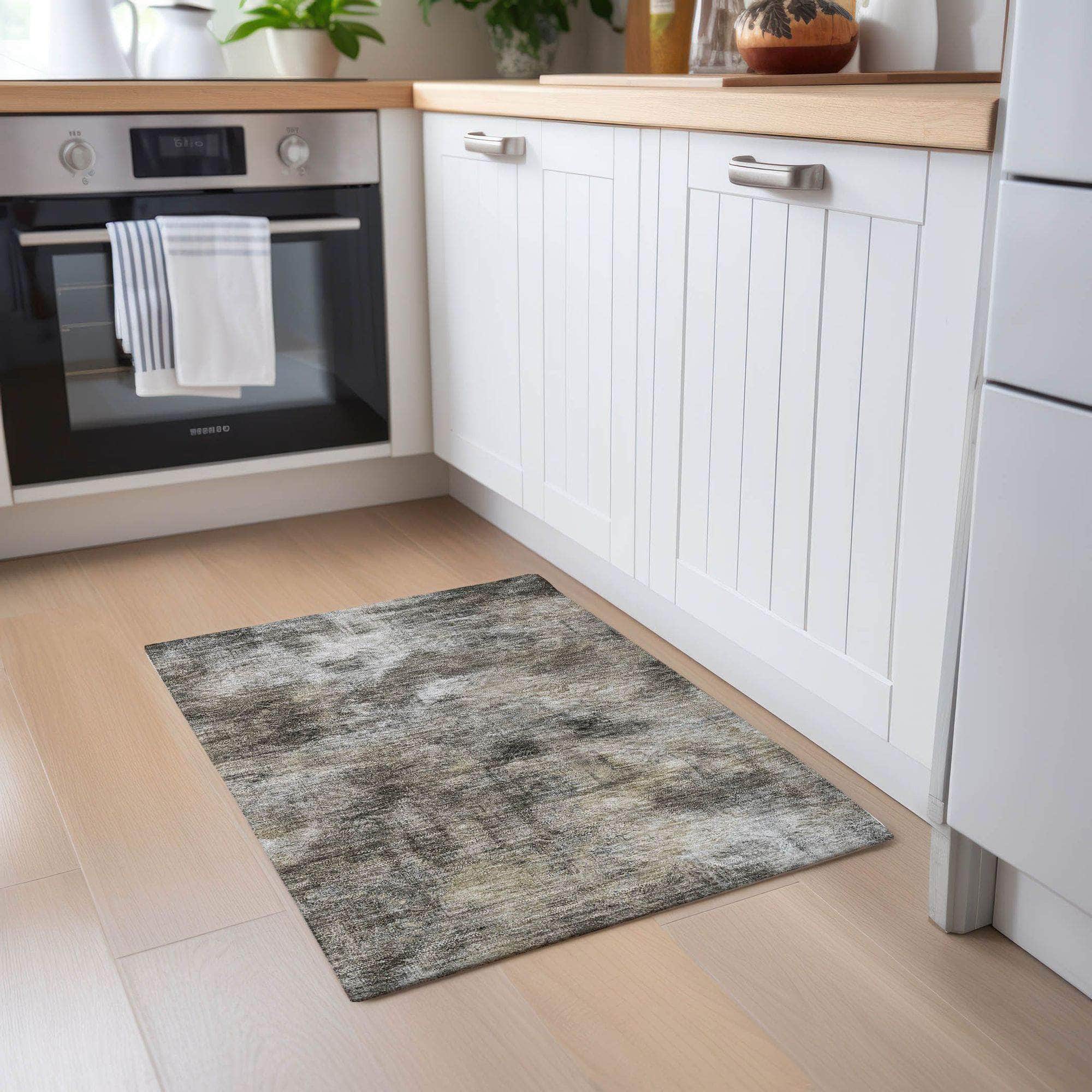 Machine Made ACN596 Beige Brown Rugs