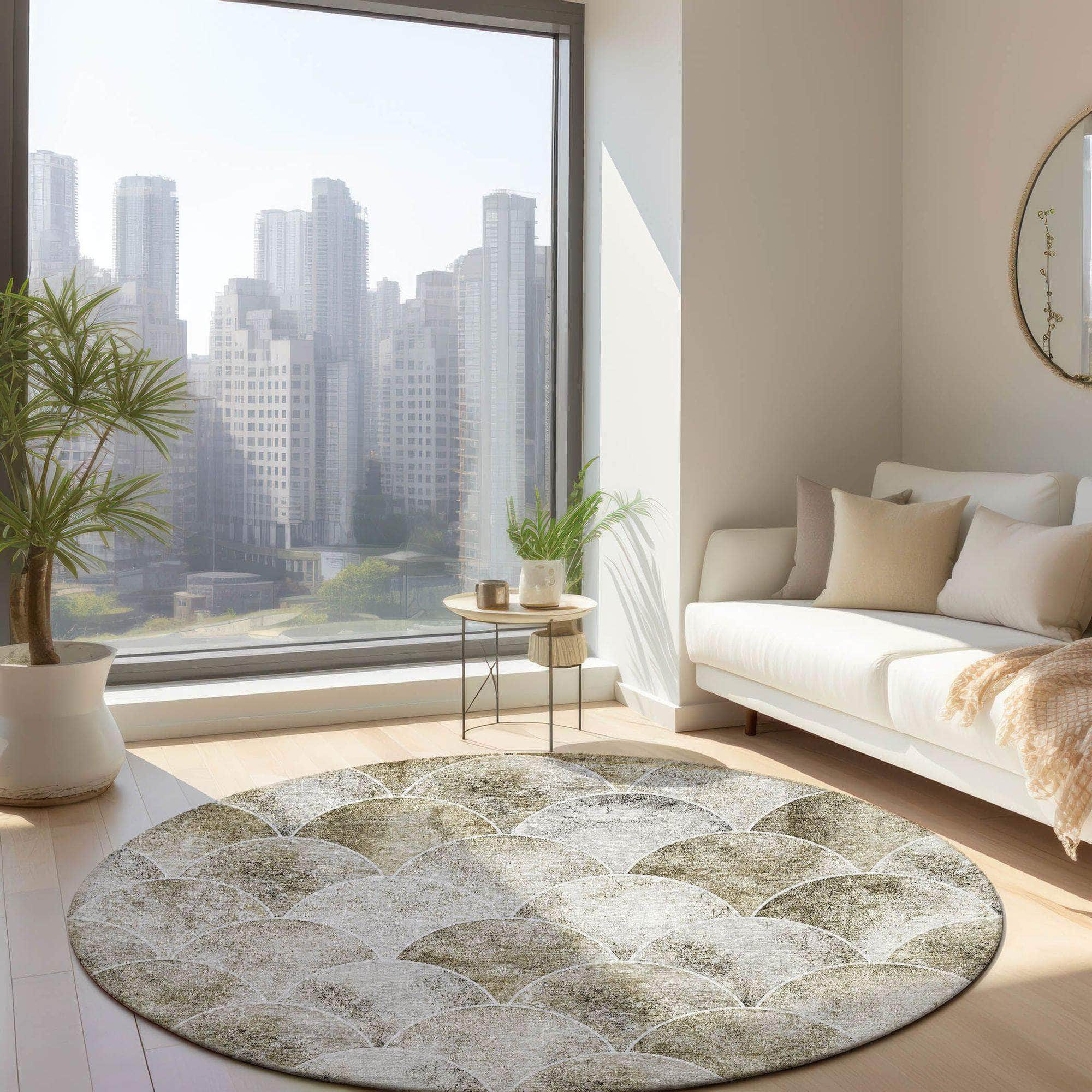 Machine Made ACN594 Beige Brown Rugs