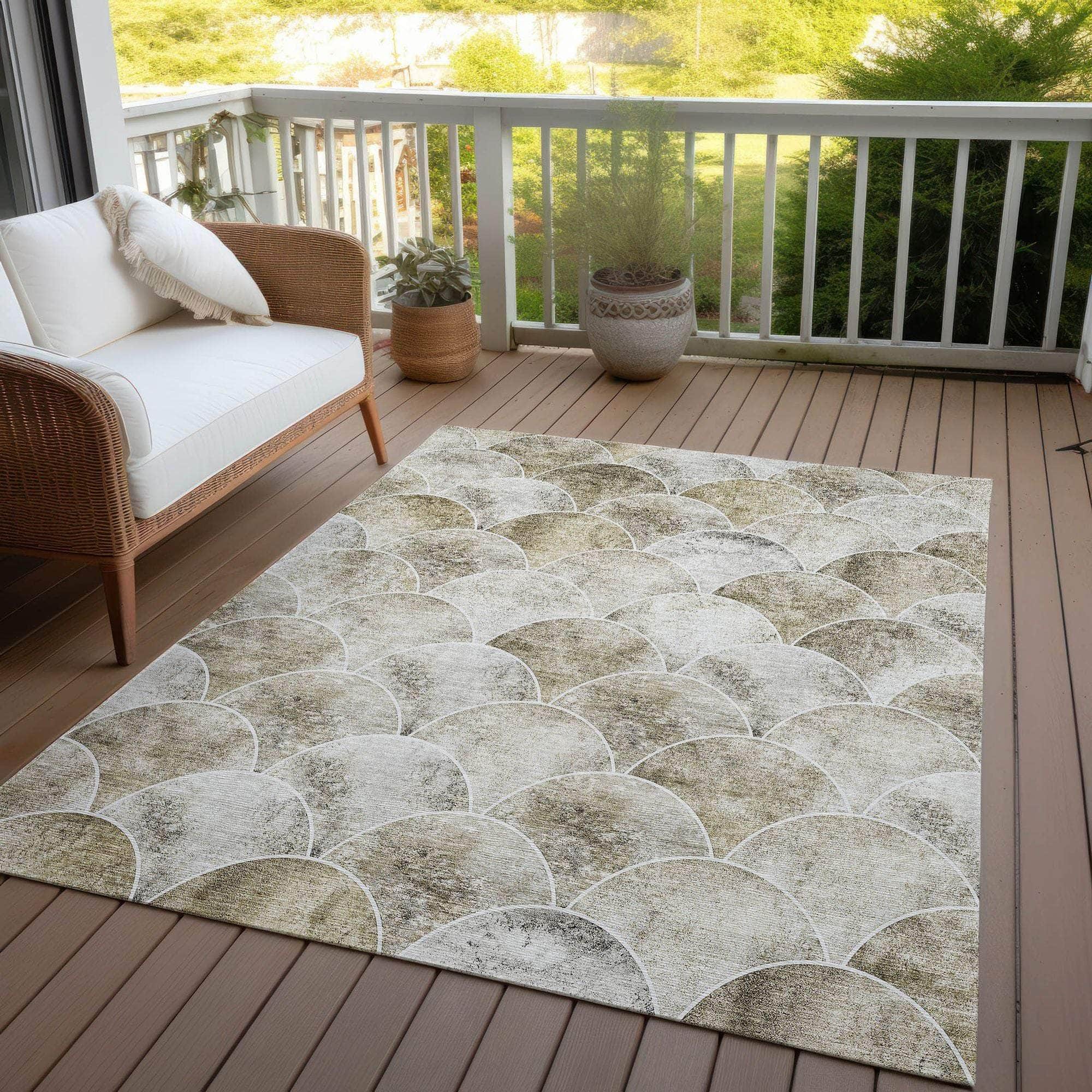 Machine Made ACN594 Beige Brown Rugs