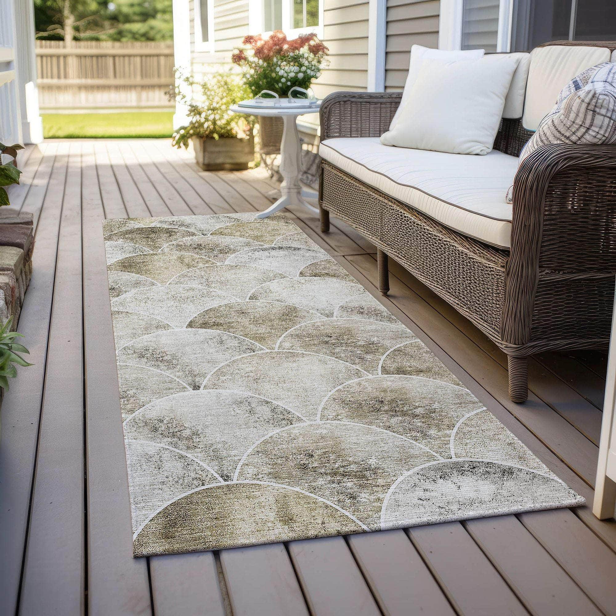 Machine Made ACN594 Beige Brown Rugs