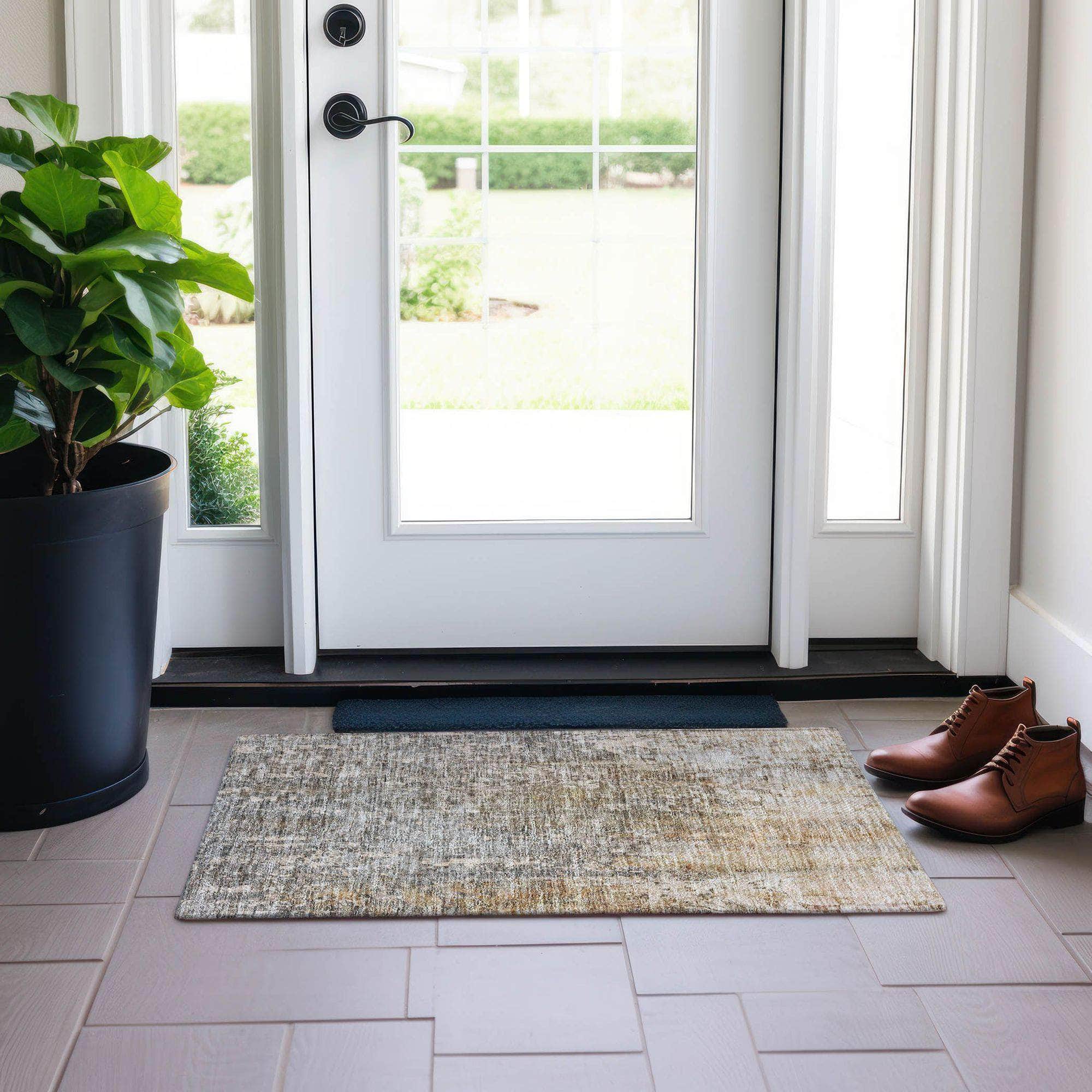 Machine Made ACN581 Beige Brown Rugs