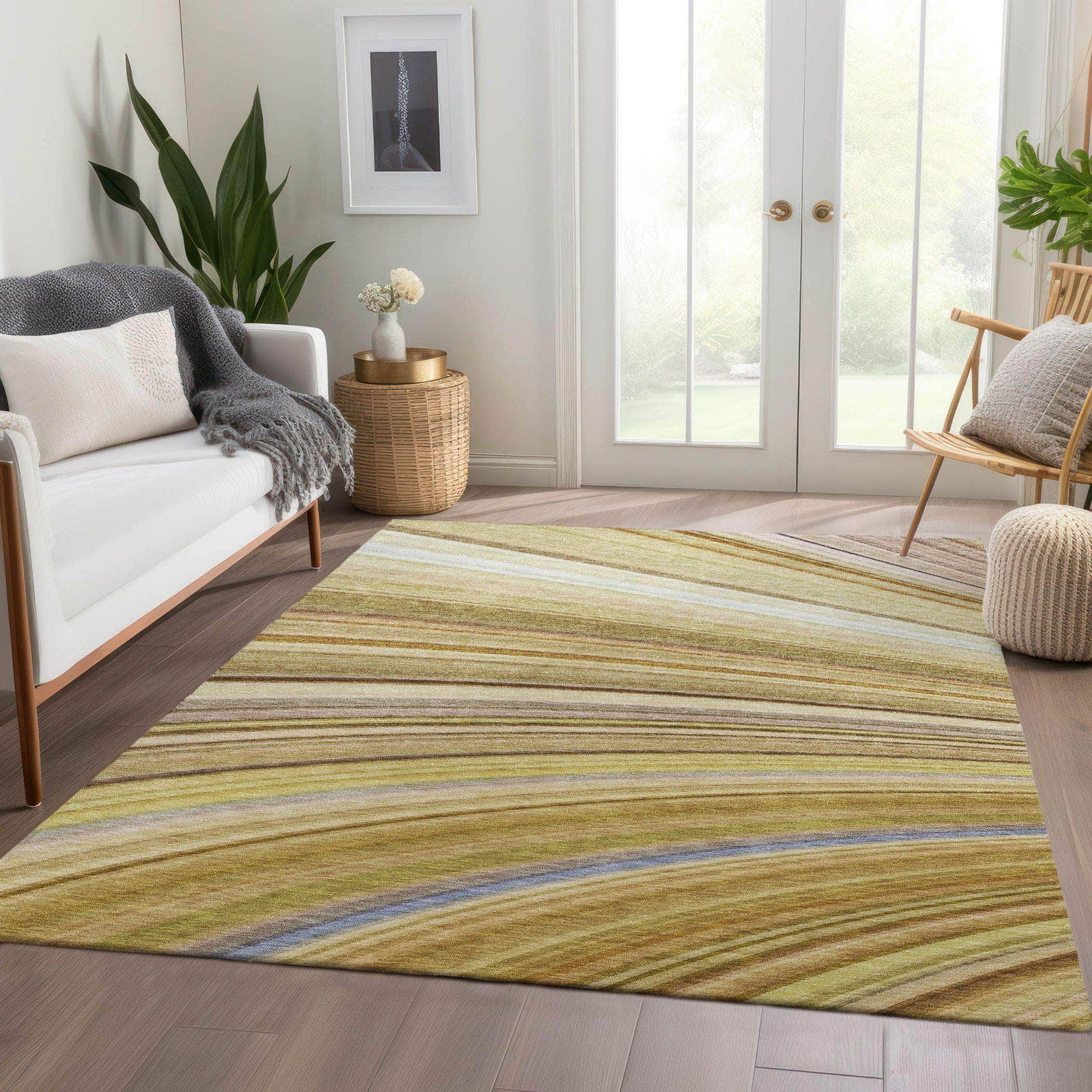 Machine Made ACN585 Beige Brown Rugs