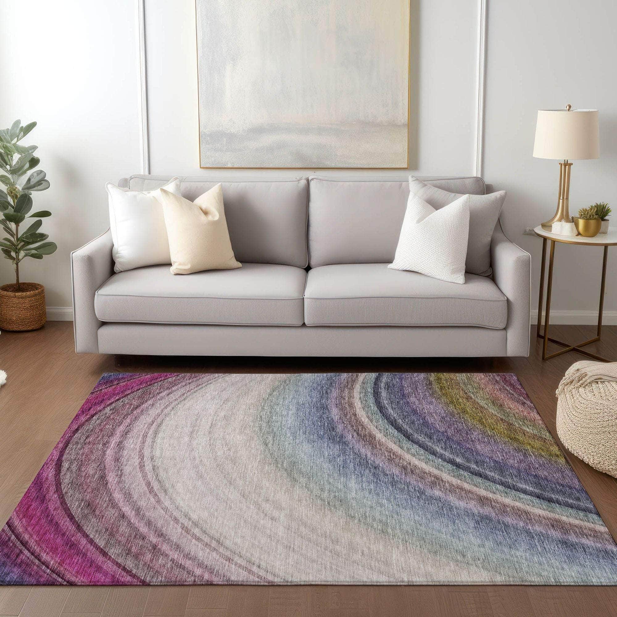 Machine Made ACN584 Beige Brown Rugs