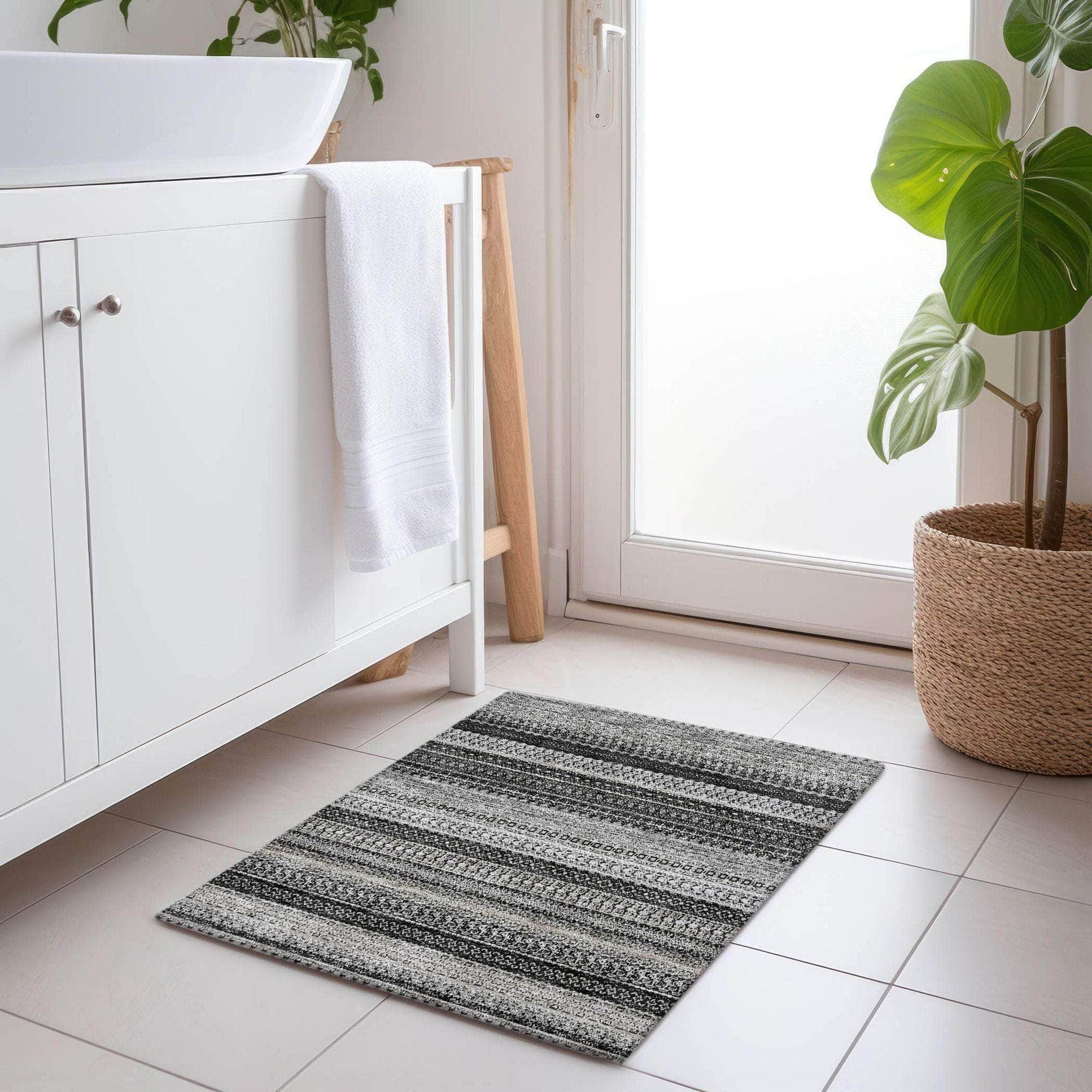 Machine Made ACN576 Black Rugs
