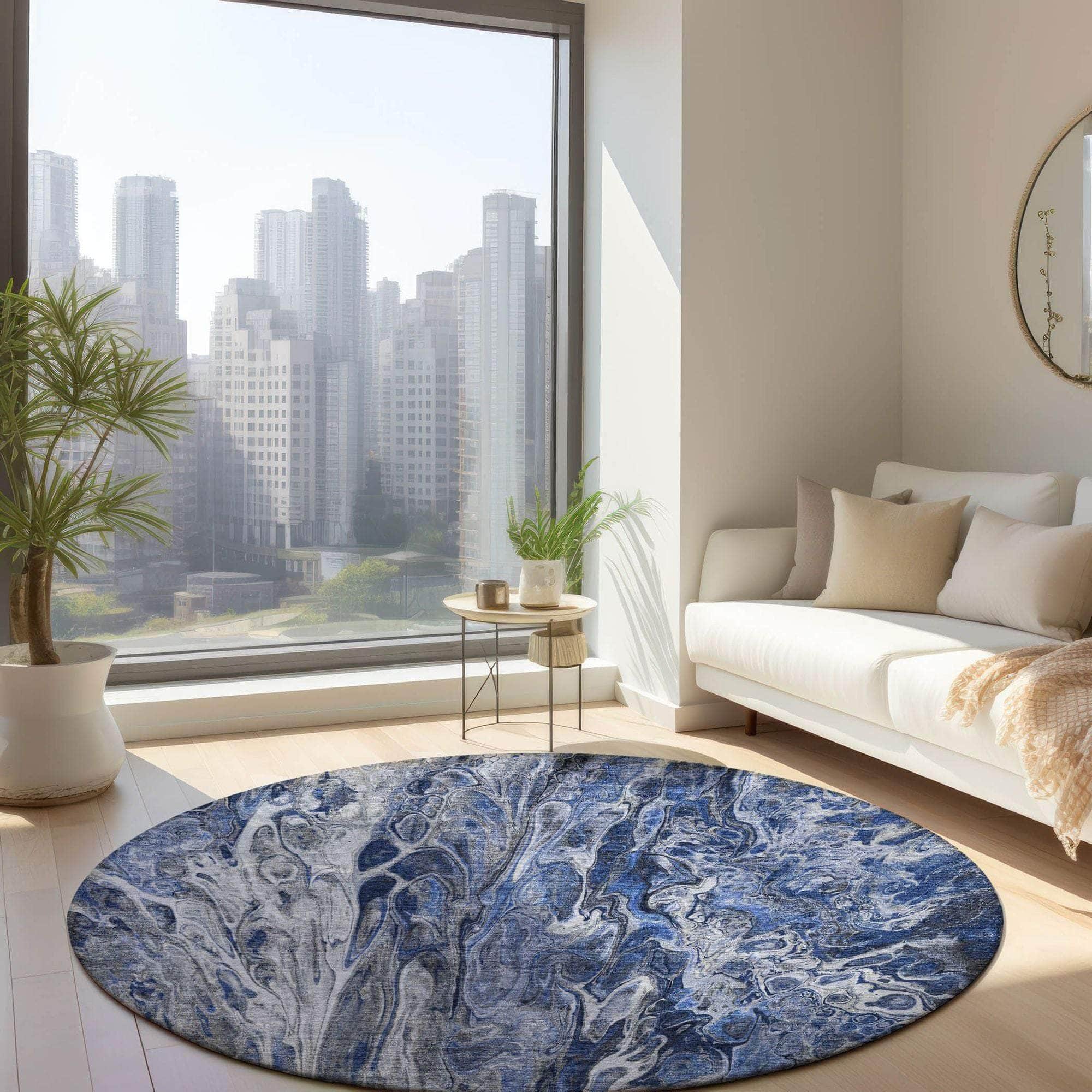 Machine Made ACN602 Blue Rugs