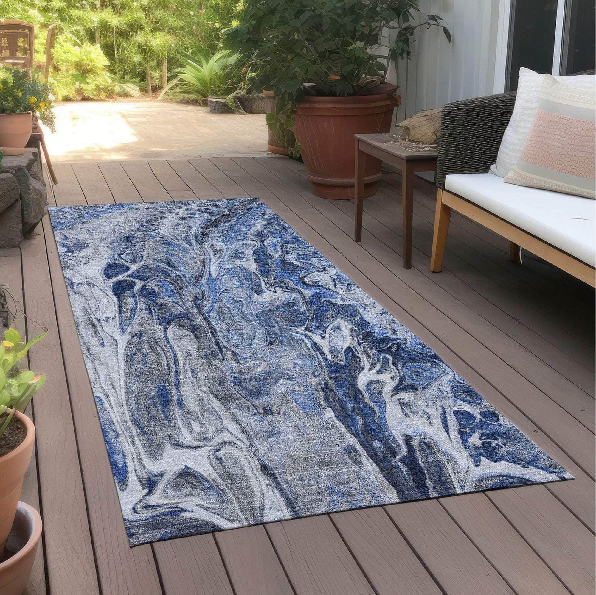 Machine Made ACN602 Blue Rugs