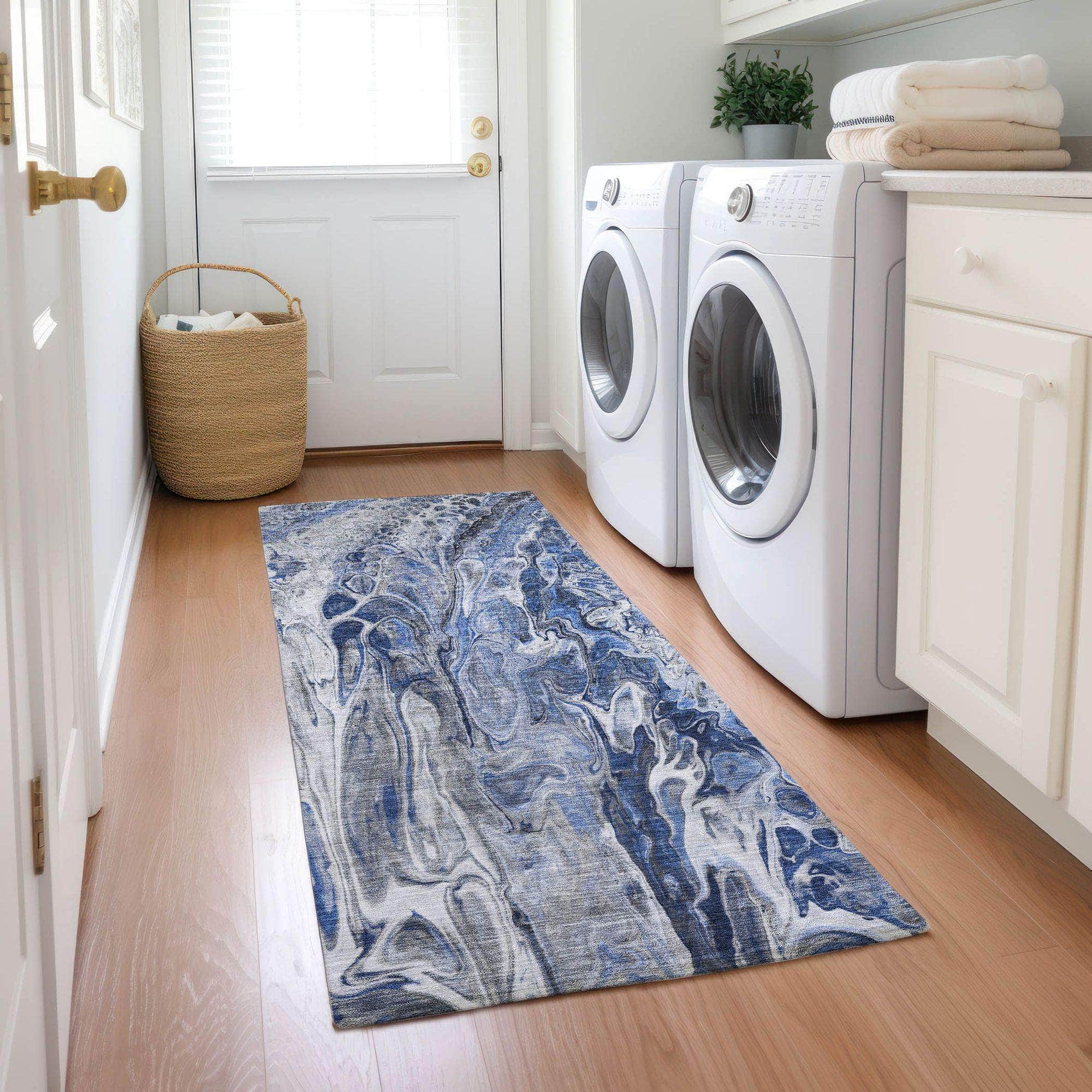 Machine Made ACN602 Blue Rugs